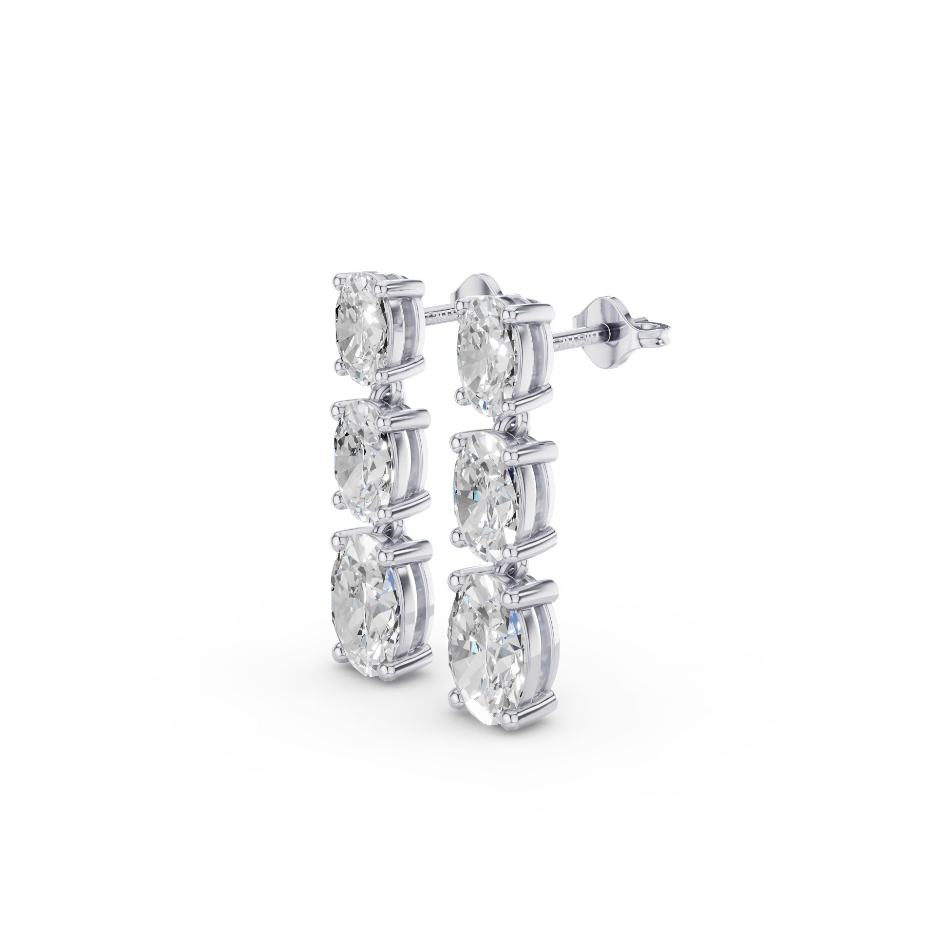 Prong Setting Oval Cut Lab Grown Diamond Dangling Earrings