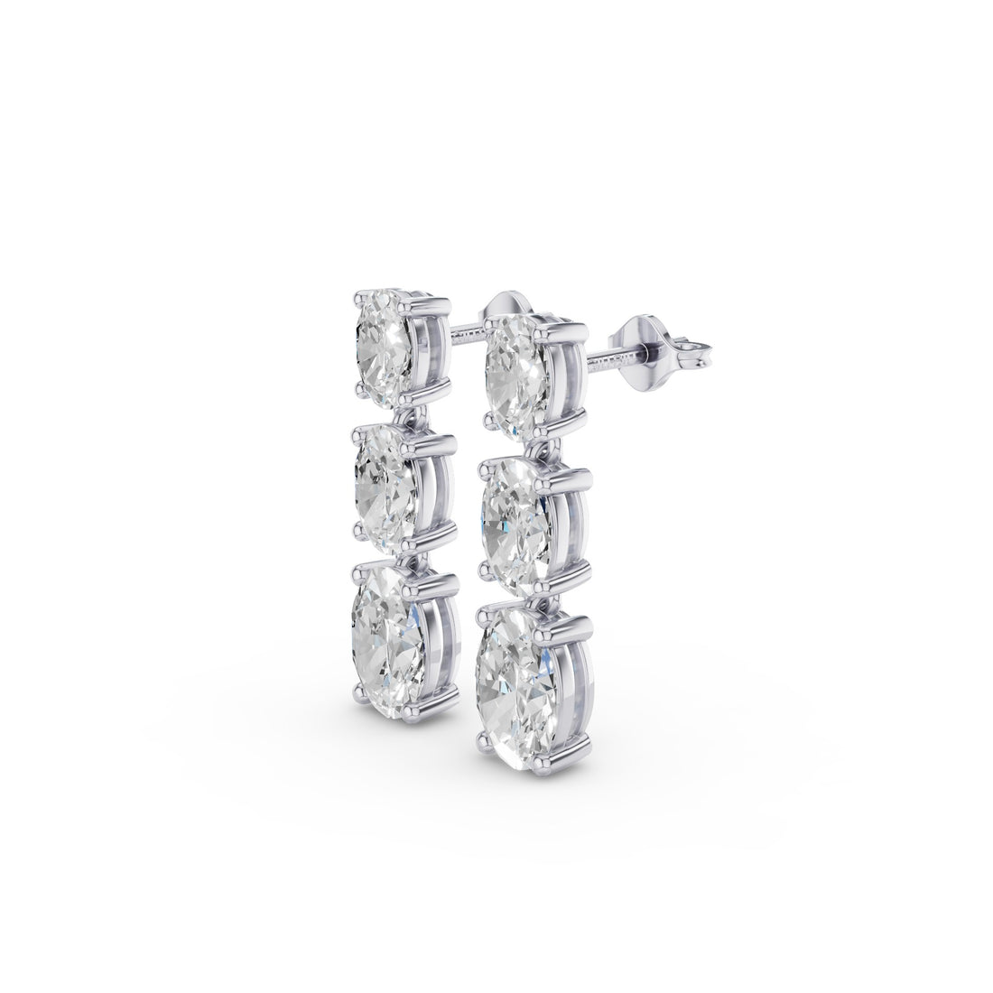 Prong Setting Oval Cut Lab Grown Diamond Dangling Earrings