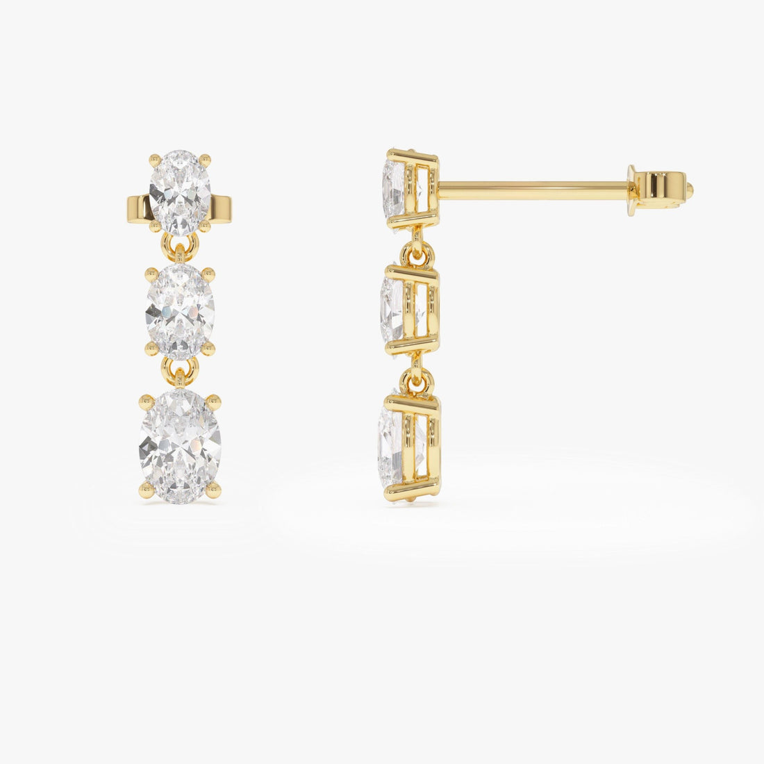 Prong Setting Oval Cut Lab Grown Diamond Dangling Earrings