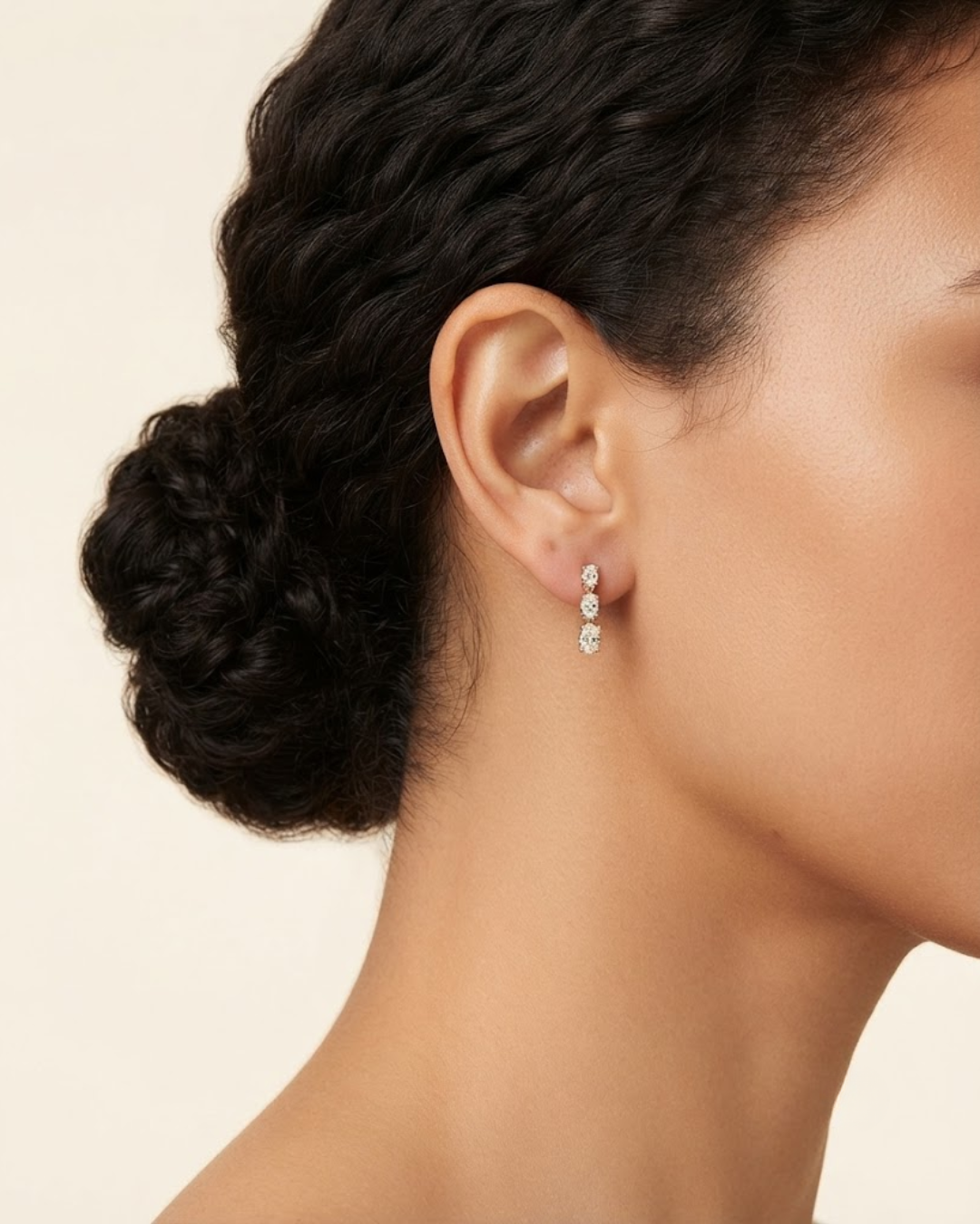 Prong Setting Oval Cut Lab Grown Diamond Dangling Earrings