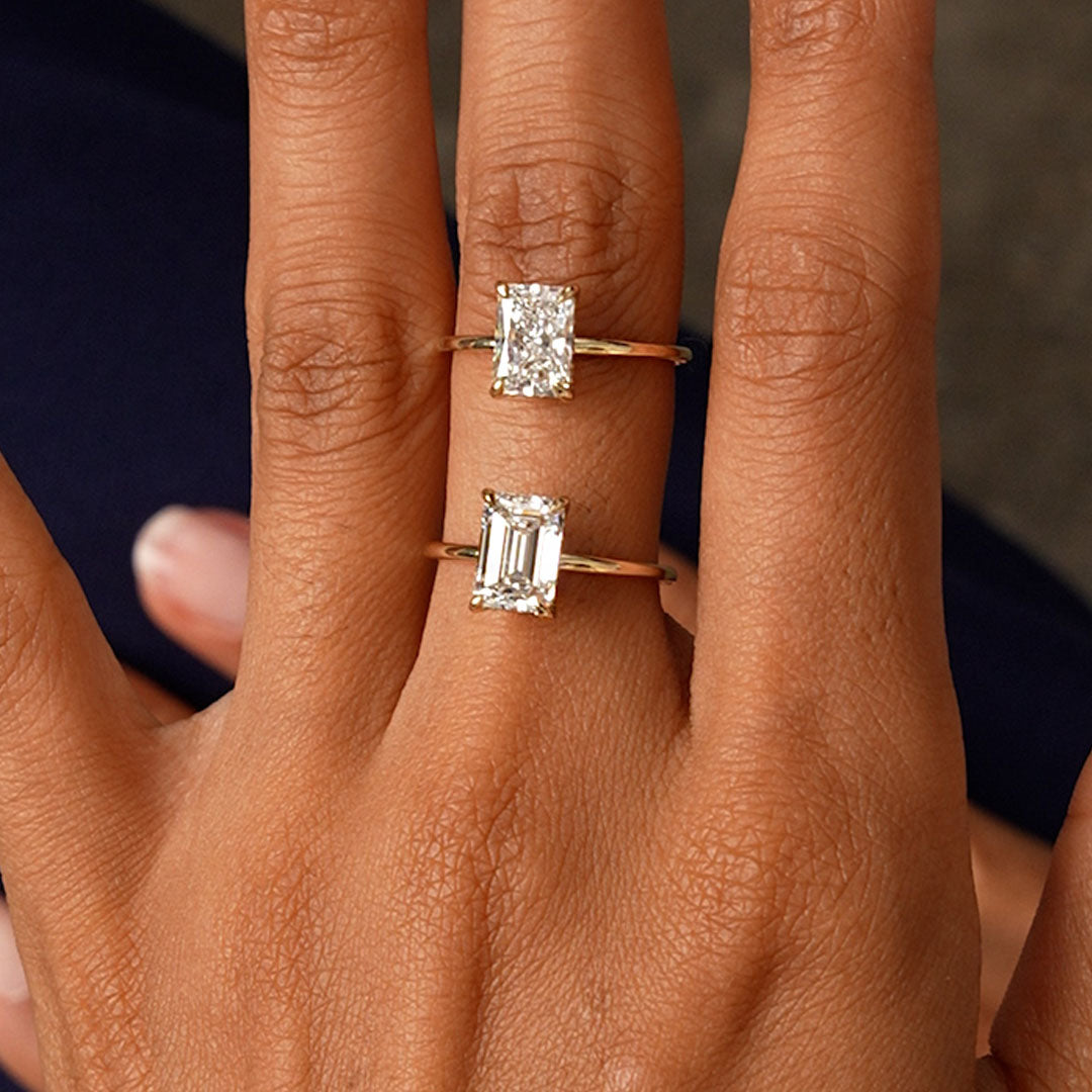 Radiant Cut Lab Grown Diamond Hidden Halo Engagement Ring