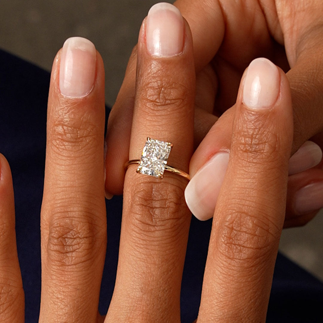 Radiant Cut Lab Grown Diamond Hidden Halo Engagement Ring