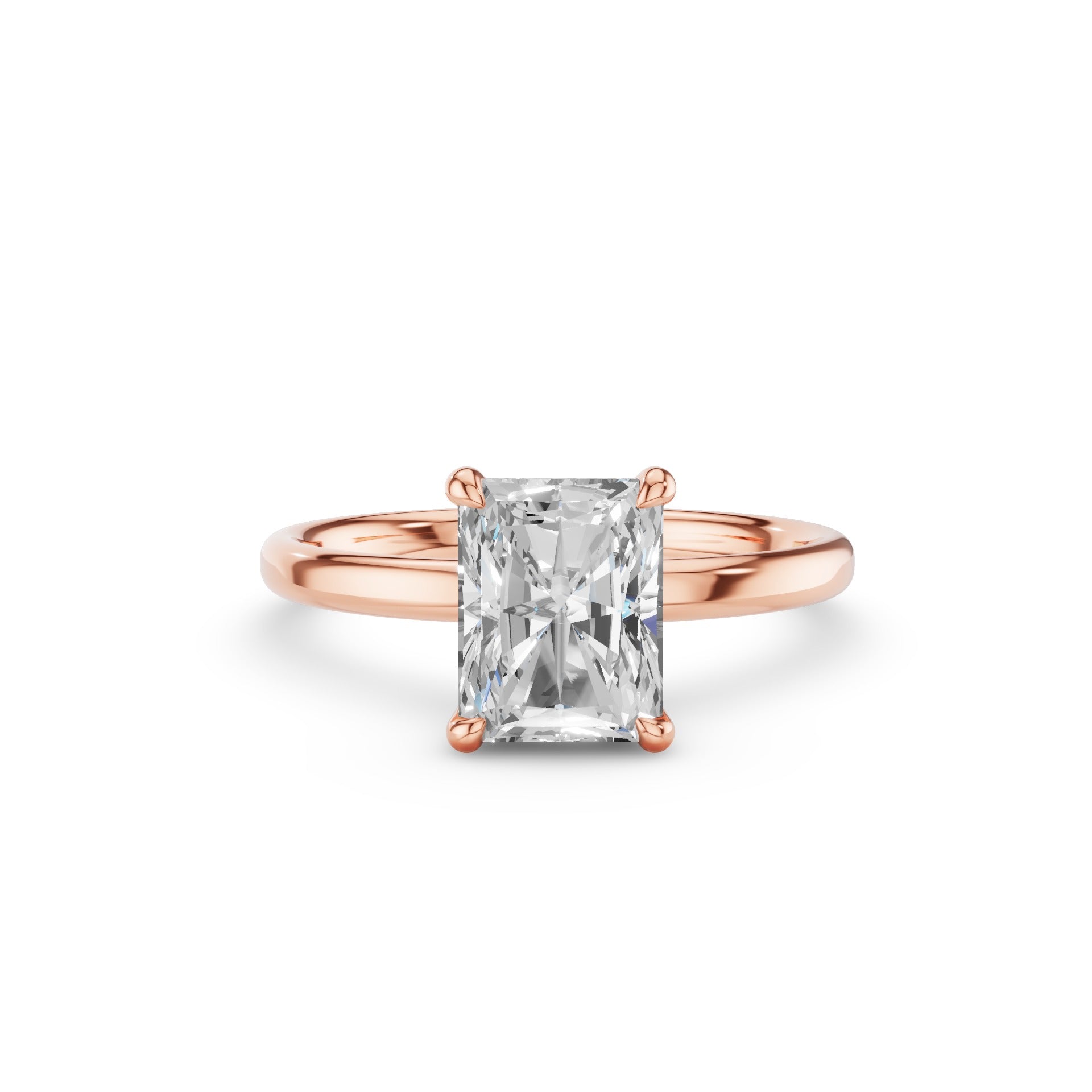 Radiant Cut Lab Grown Diamond Hidden Halo Engagement Ring