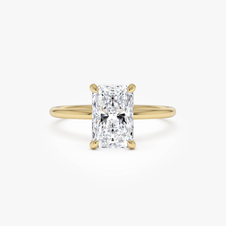 Radiant Cut Lab Grown Diamond Hidden Halo Engagement Ring