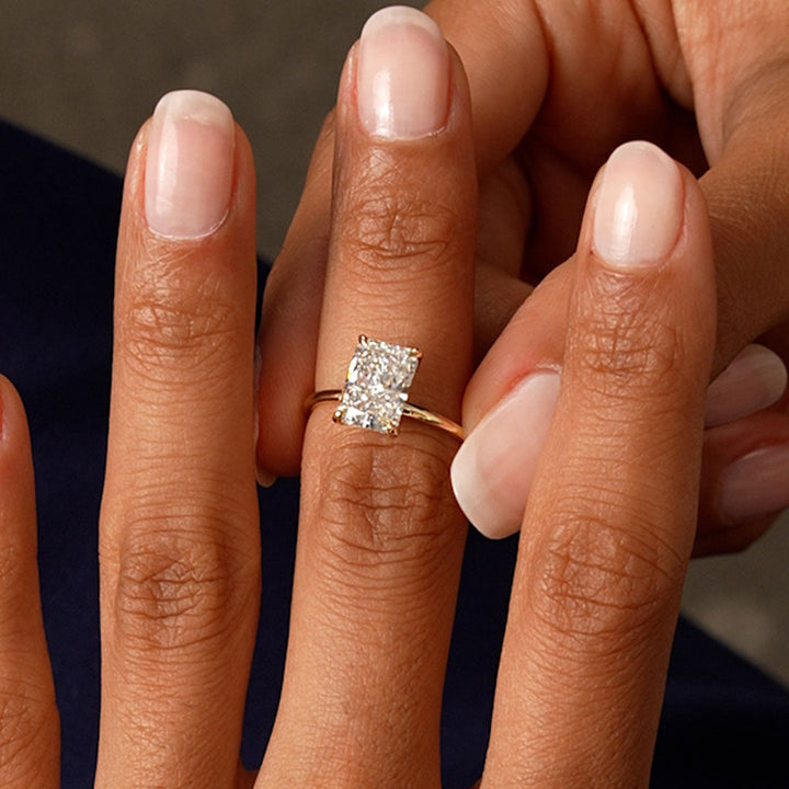 Radiant Cut Lab Grown Diamond Hidden Halo Engagement Ring