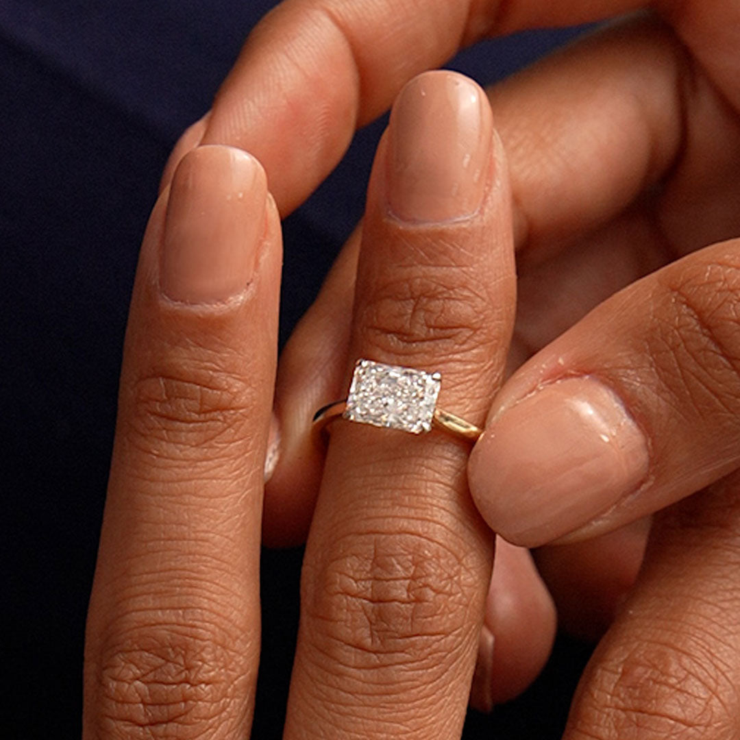 Radiant Cut Lab Grown East West Set Diamond Ring