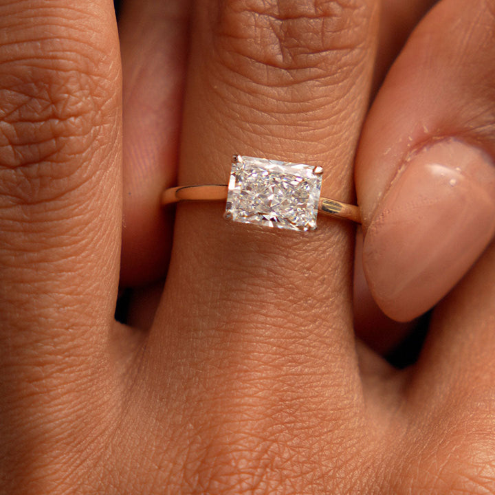 Radiant Cut Lab Grown East West Set Diamond Ring
