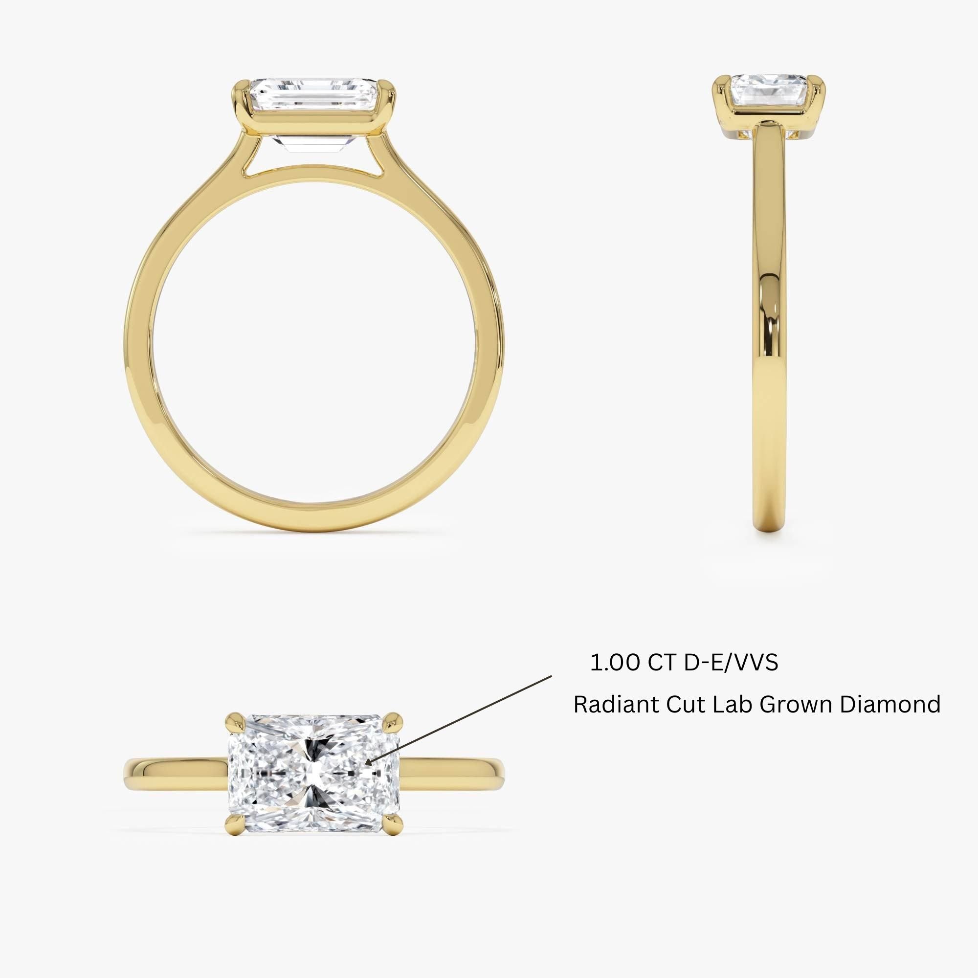 Radiant Cut Lab Grown East West Set Diamond Ring