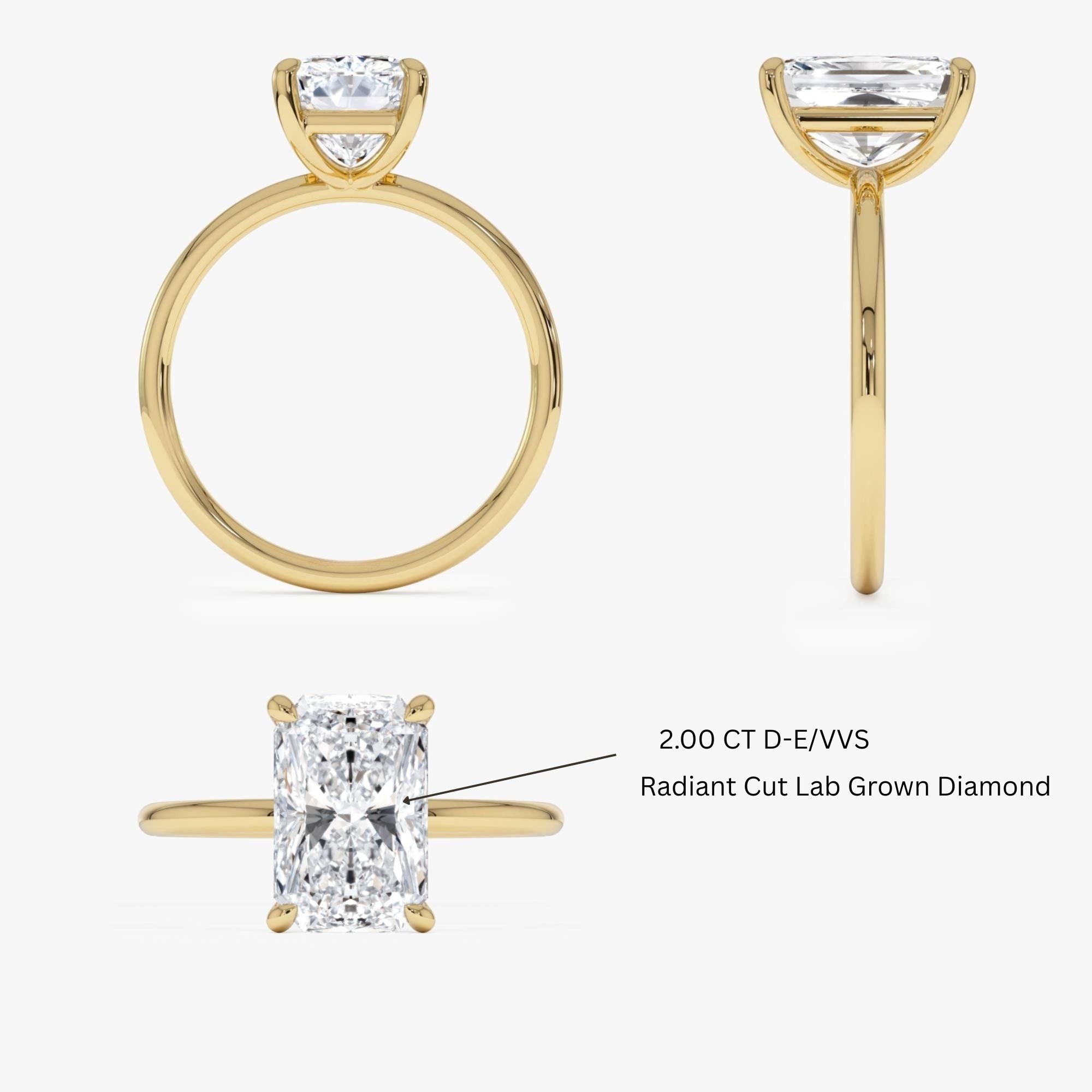 Radiant Cut Solitaire Diamond Engagement Ring
