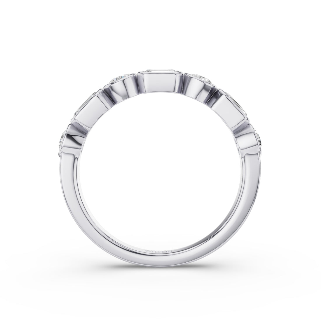 Round And Emerald Cut Lab Grown Diamond Bezel Setting Wedding Ring