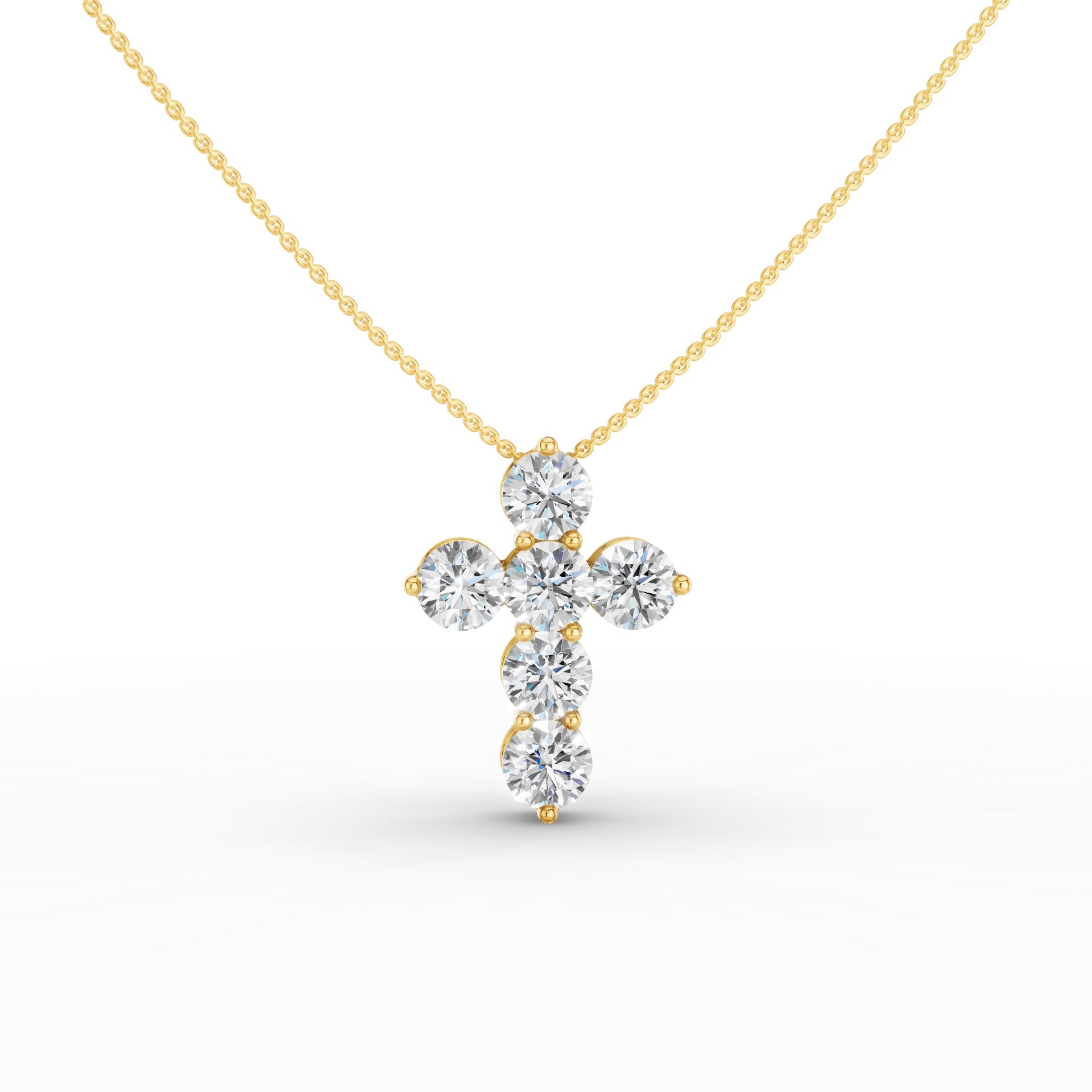Round Diamond Cross Pendant Necklace