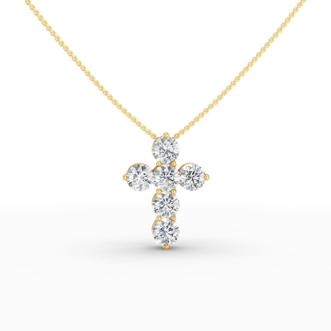 Round Diamond Cross Pendant Necklace