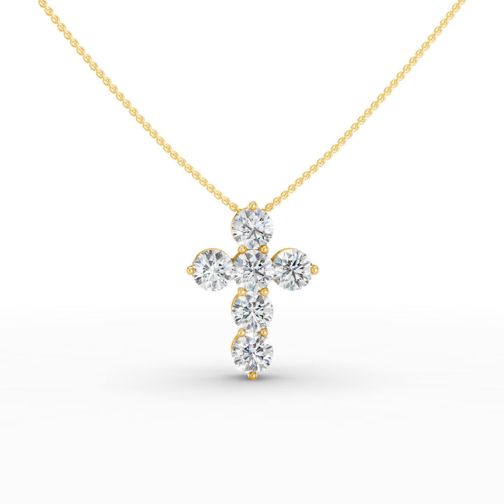 Round Diamond Cross Pendant Necklace