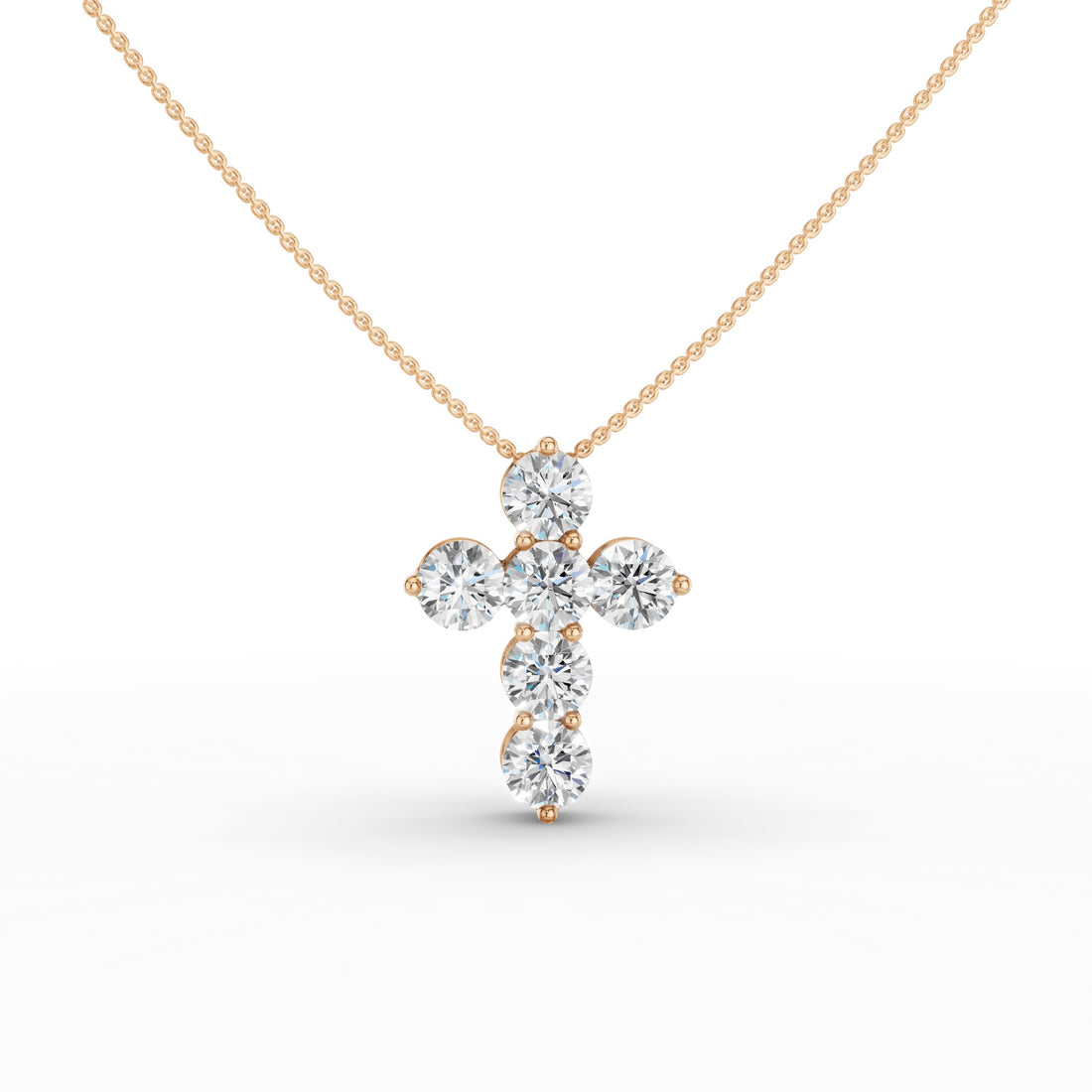 Round Diamond Cross Pendant Necklace