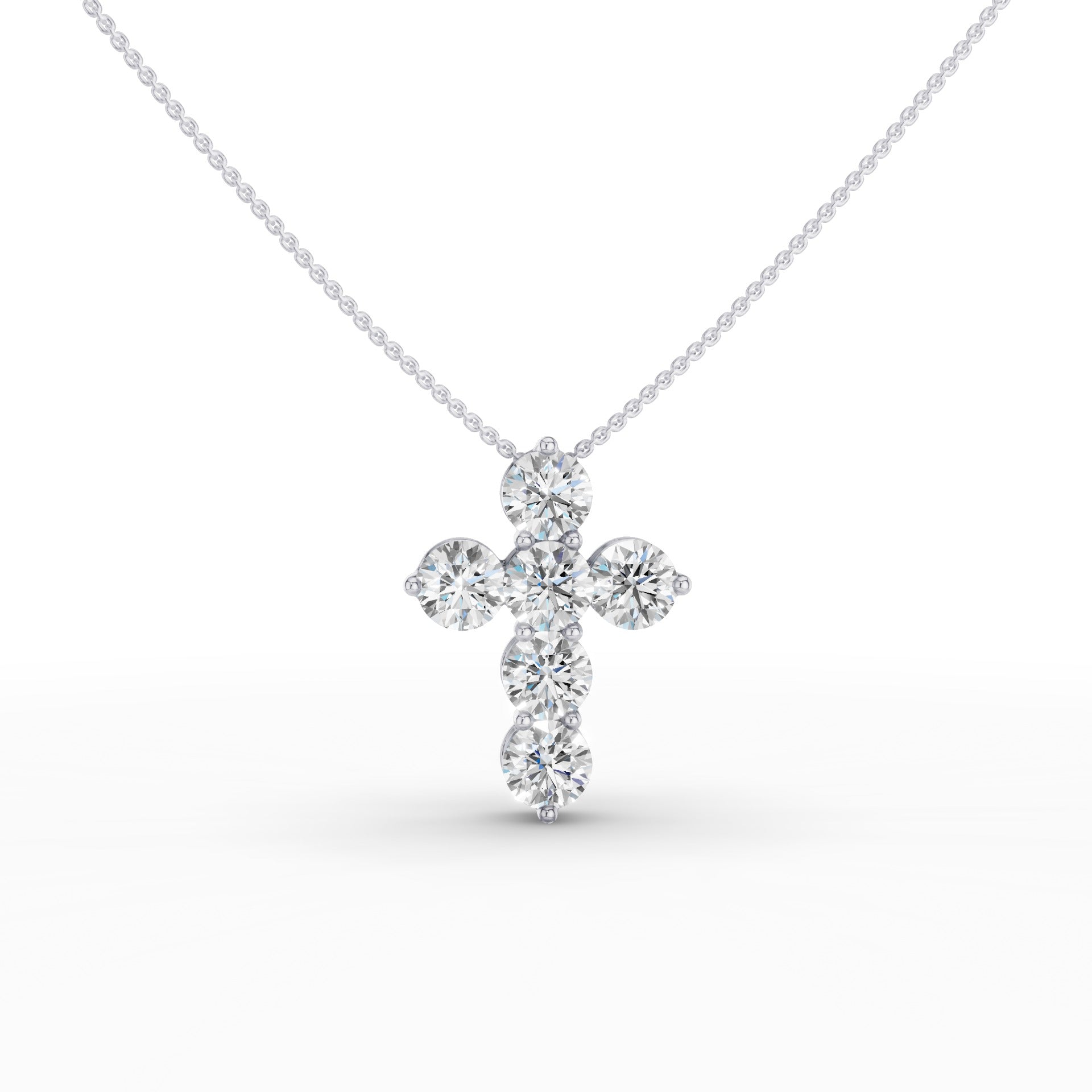 Round Diamond Cross Pendant Necklace