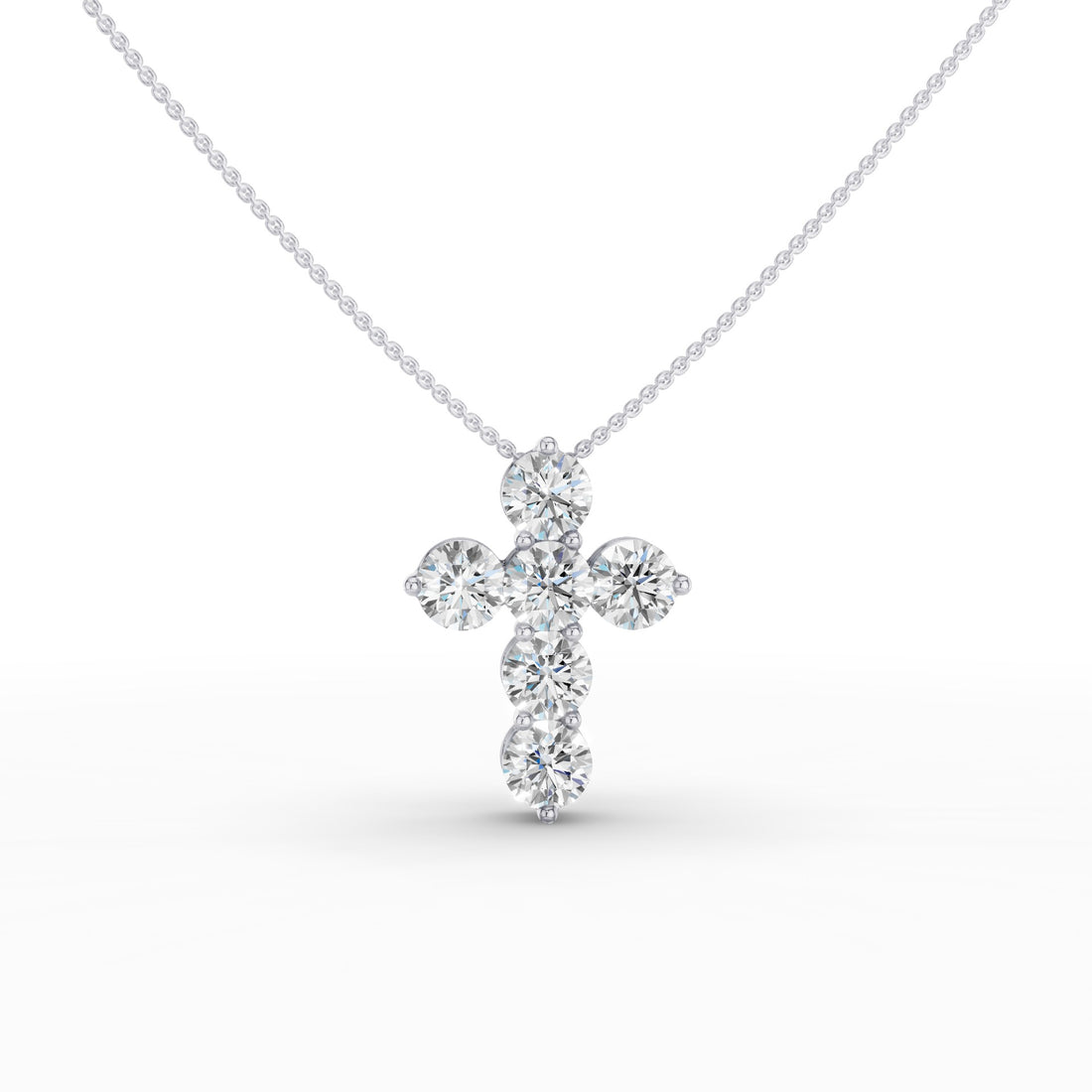 Round Diamond Cross Pendant Necklace