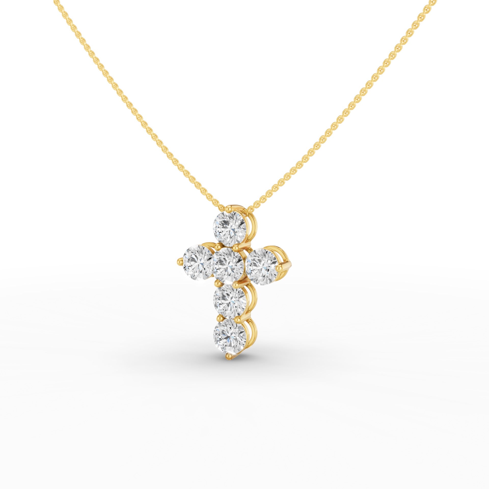 Round Diamond Cross Pendant Necklace
