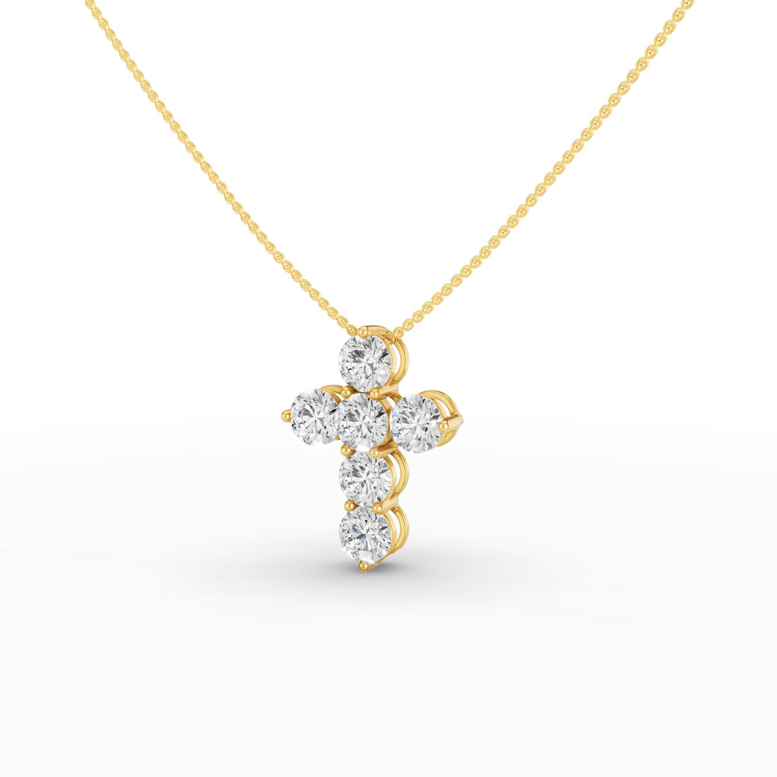 Round Diamond Cross Pendant Necklace