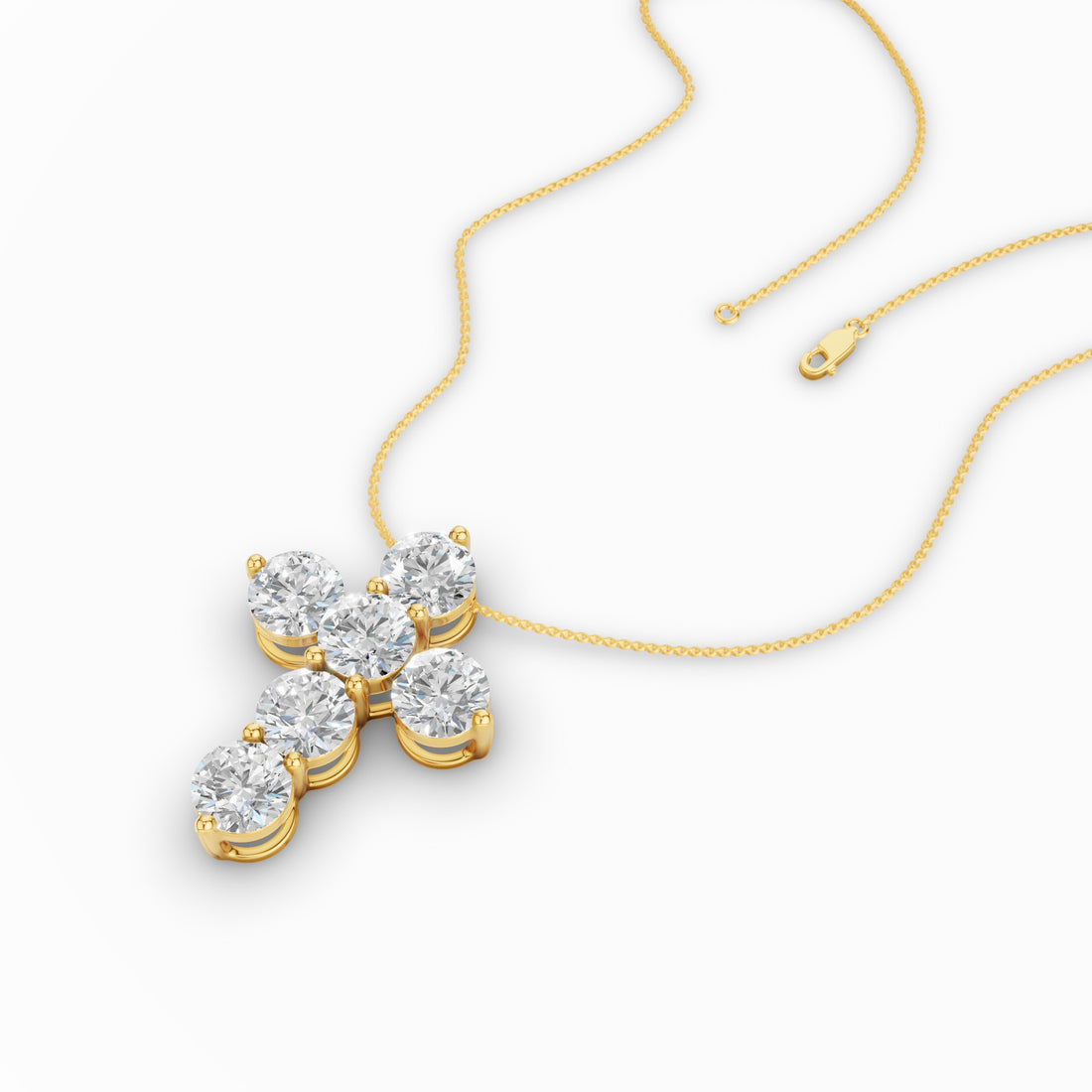 Round Diamond Cross Pendant Necklace