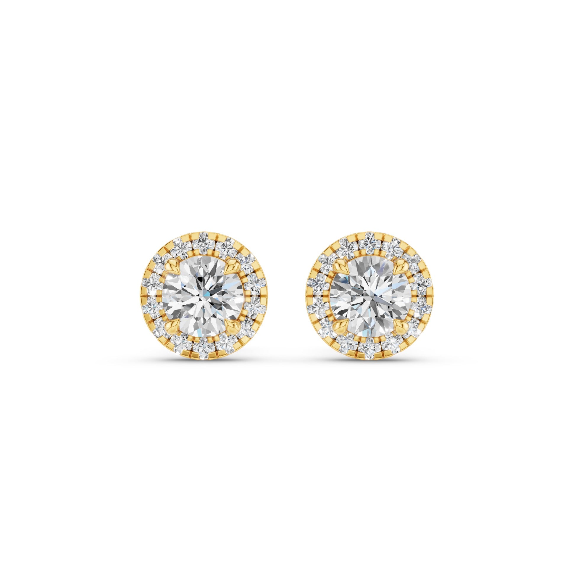 Round Diamond Halo Stud Earrings