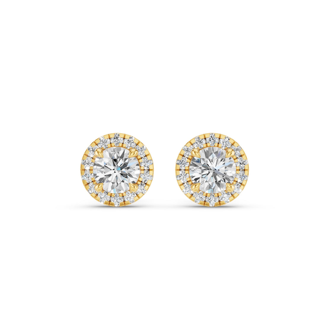 Round Diamond Halo Stud Earrings