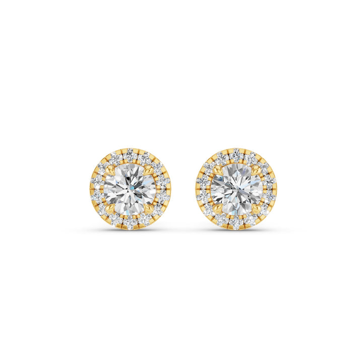 Round Diamond Halo Stud Earrings