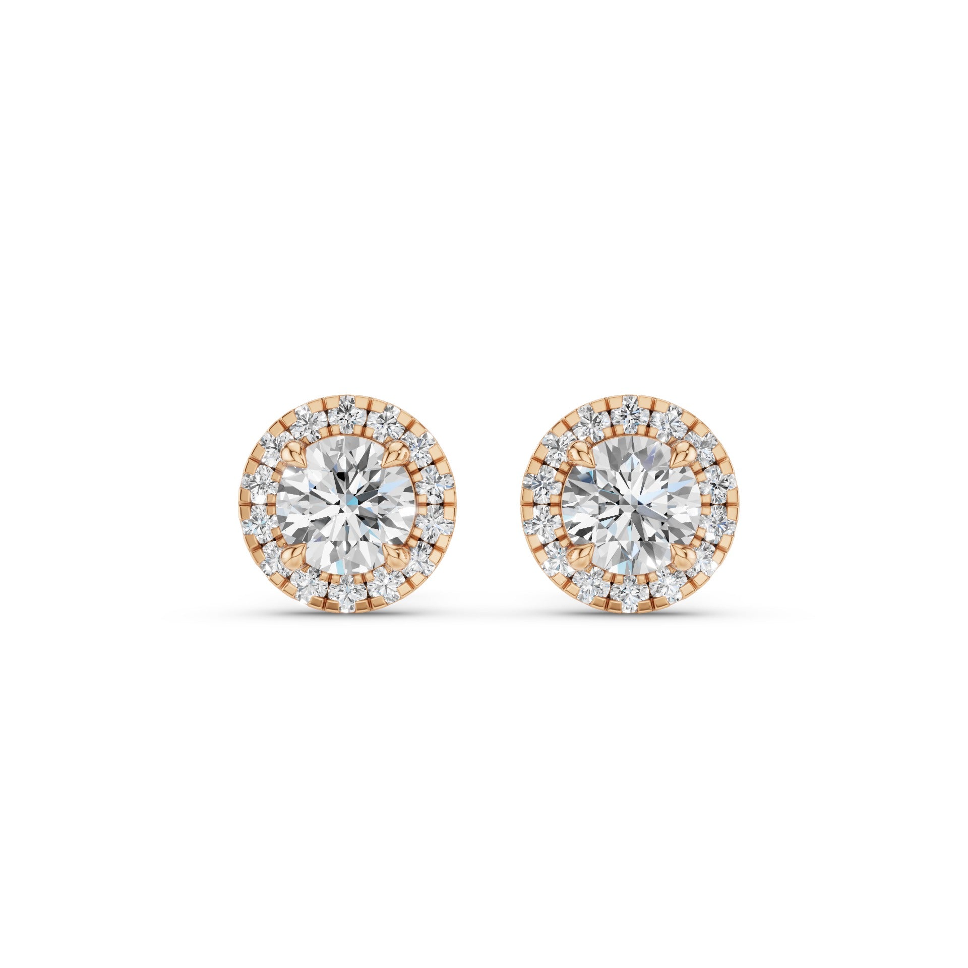 Round Diamond Halo Stud Earrings