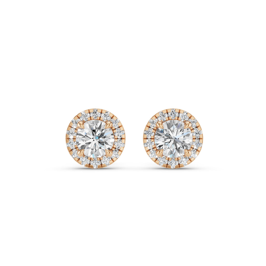 Round Diamond Halo Stud Earrings