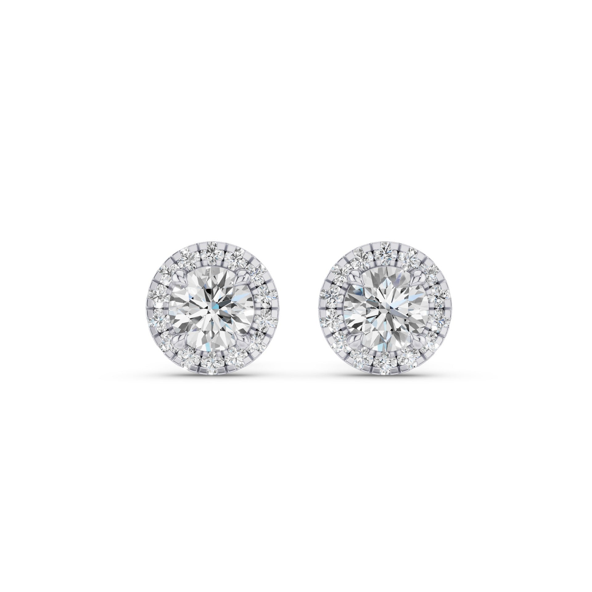 Round Diamond Halo Stud Earrings