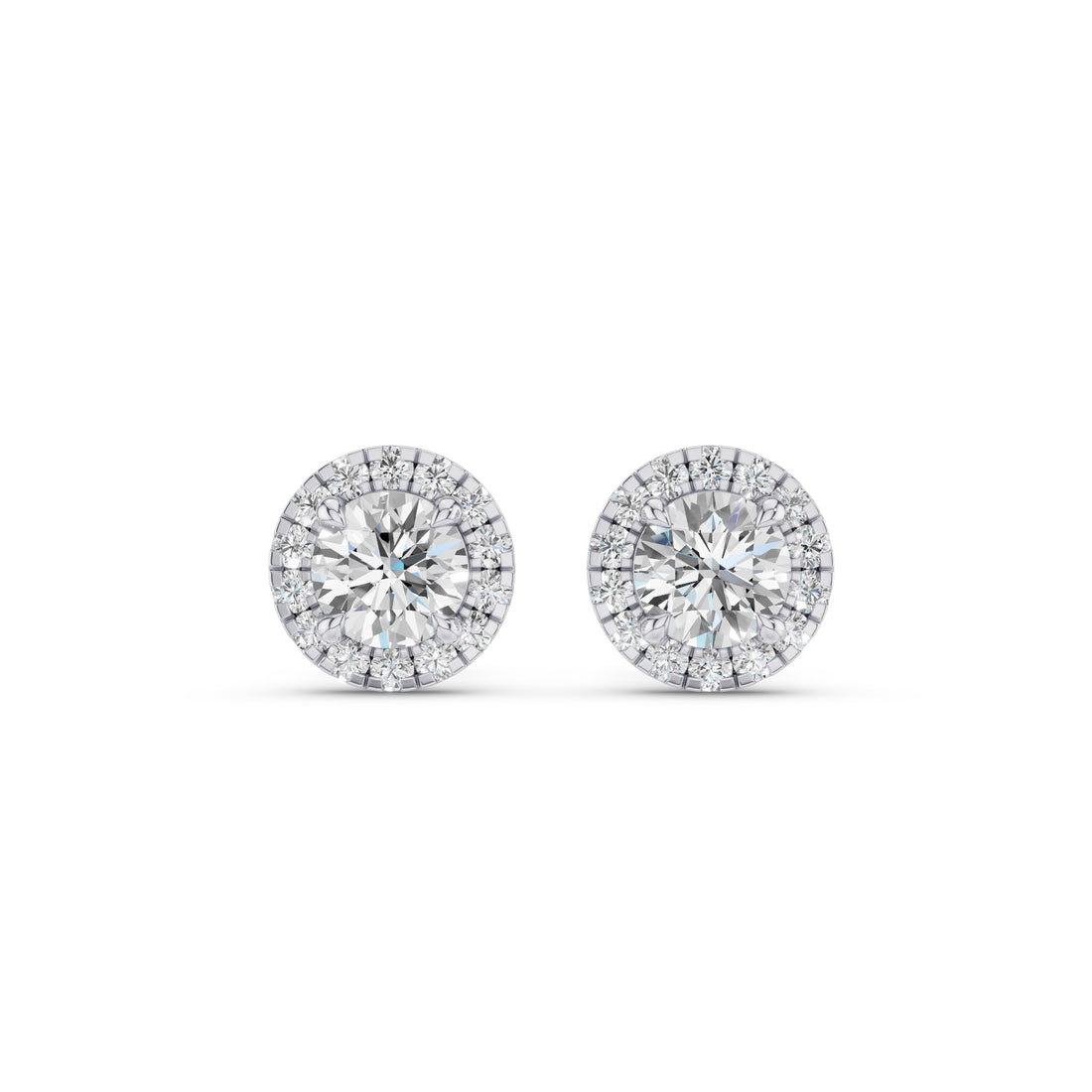 Round Diamond Halo Stud Earrings