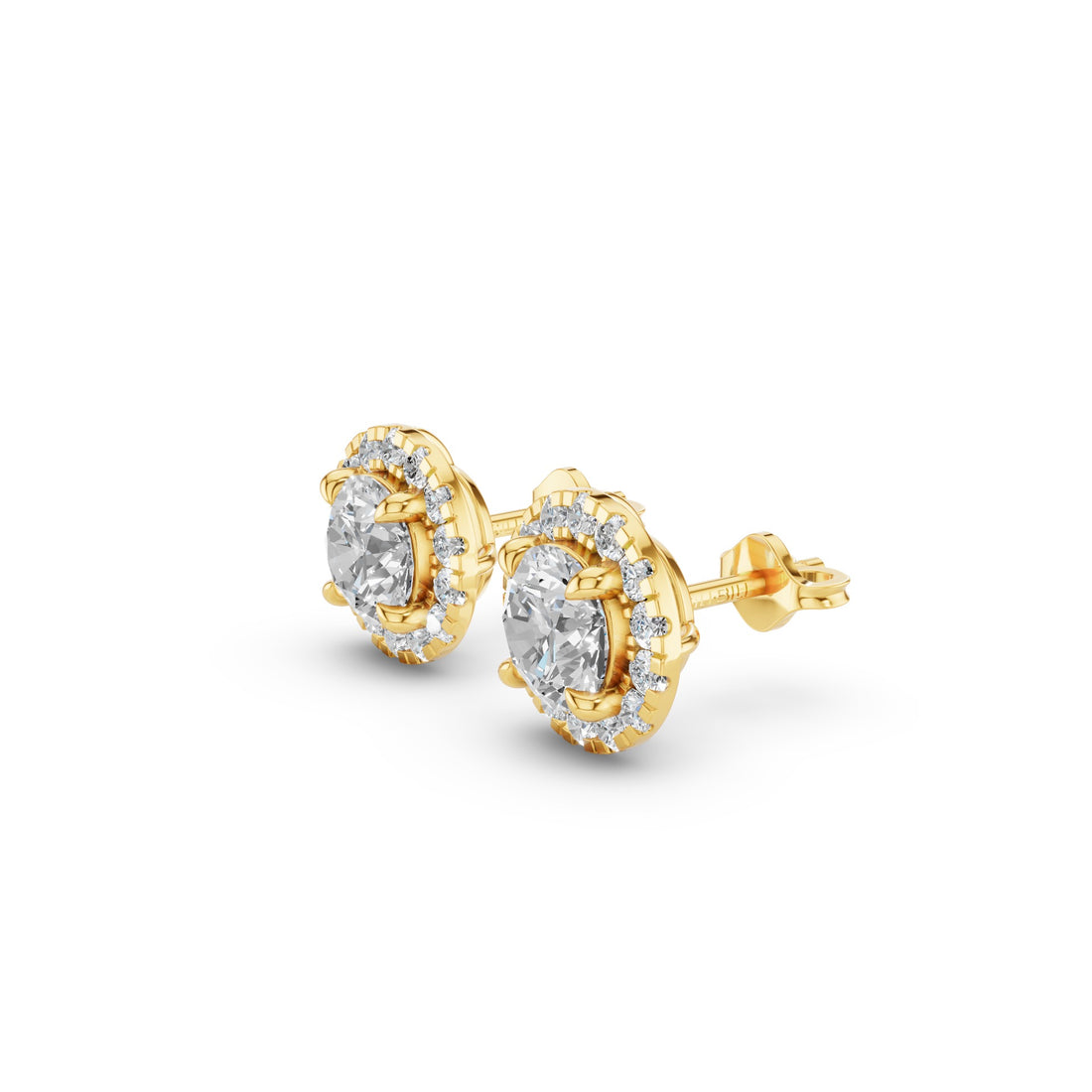 Round Diamond Halo Stud Earrings