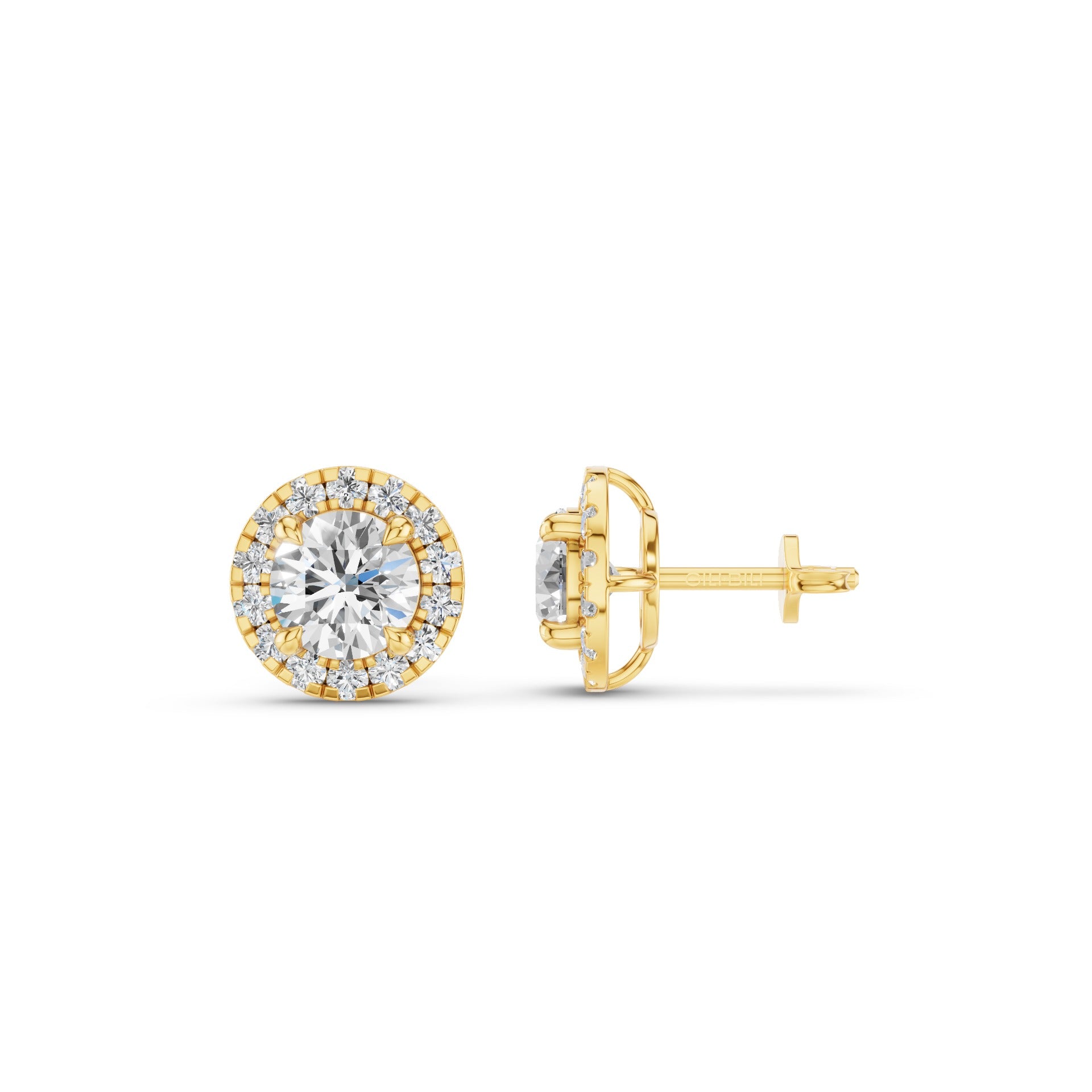 Round Diamond Halo Stud Earrings
