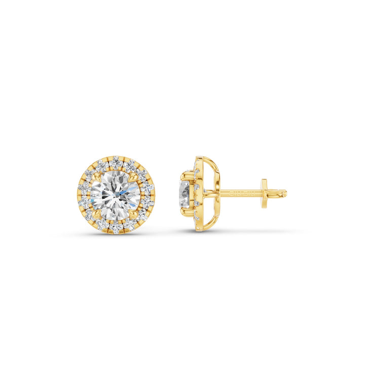 Round Diamond Halo Stud Earrings