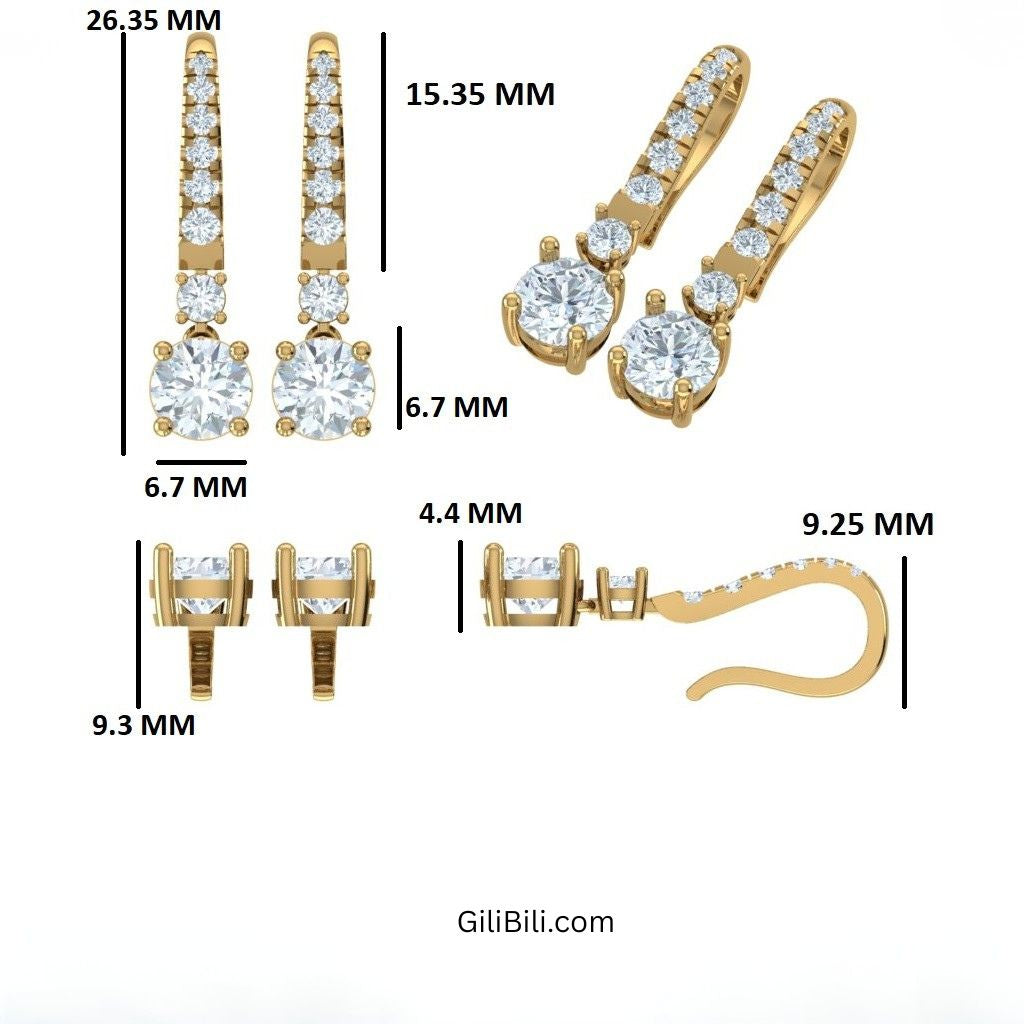 Round Lab Diamond Drop Earrings