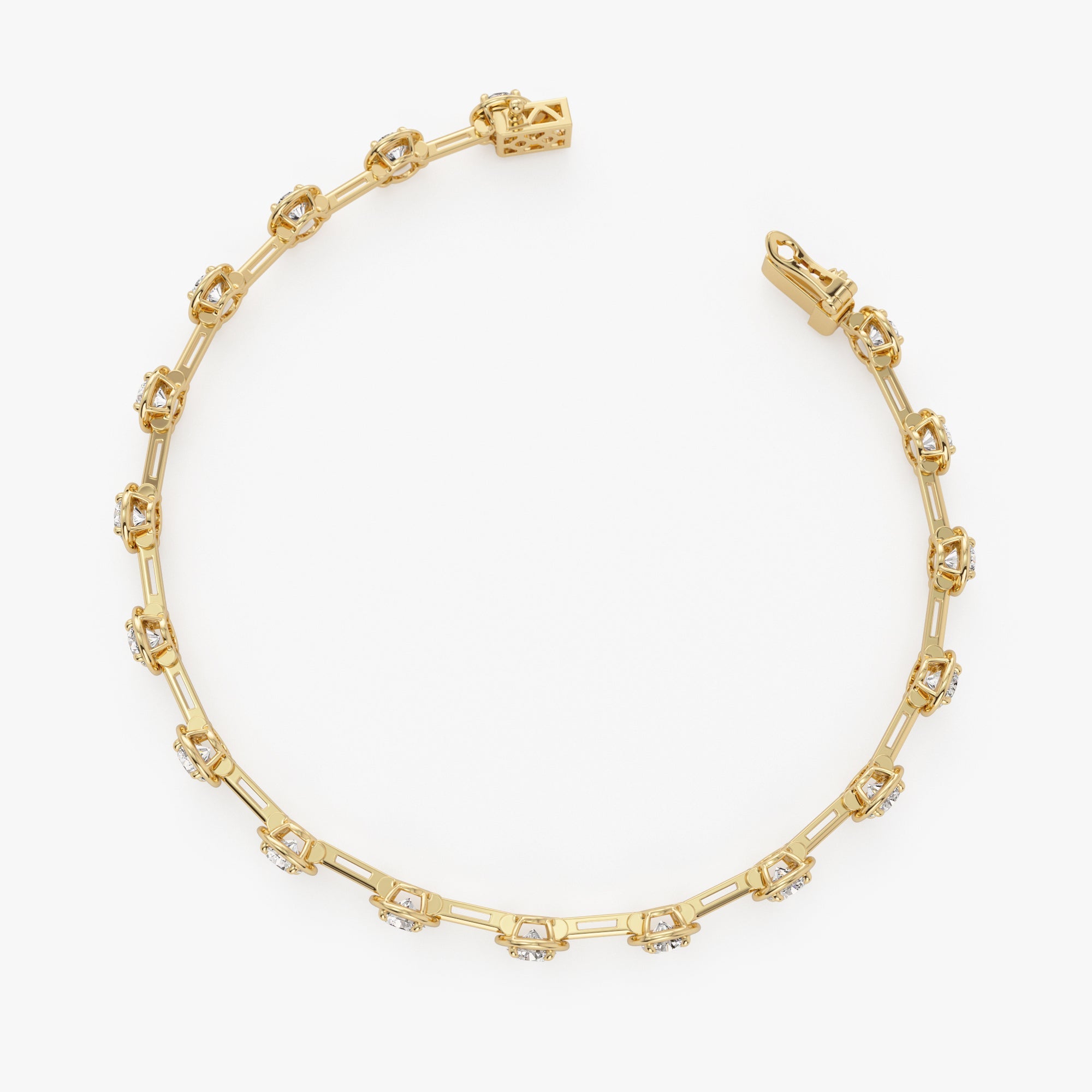 Round Lab Grown Diamond Bar Link Bracelet