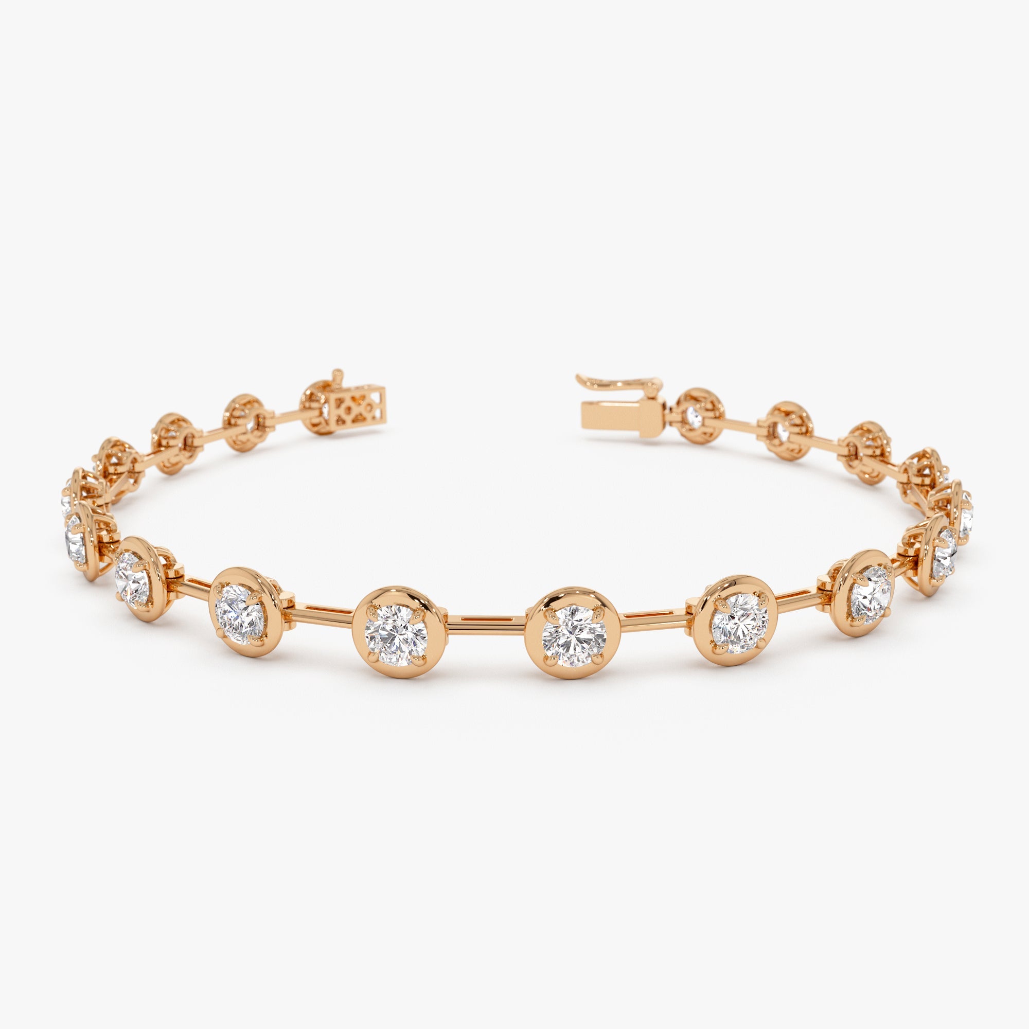 Round Lab Grown Diamond Bar Link Bracelet