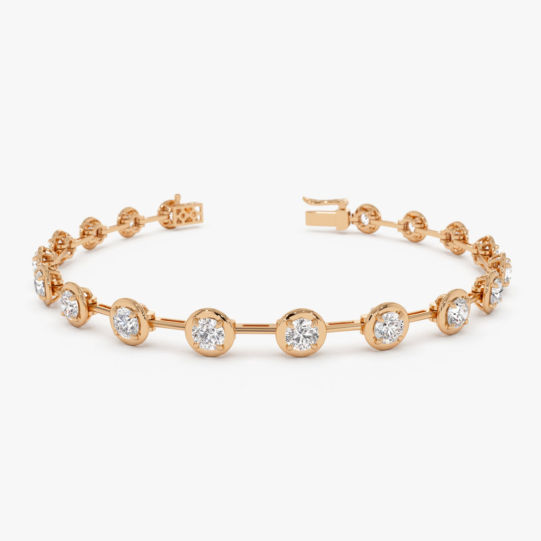 Round Lab Grown Diamond Bar Link Bracelet