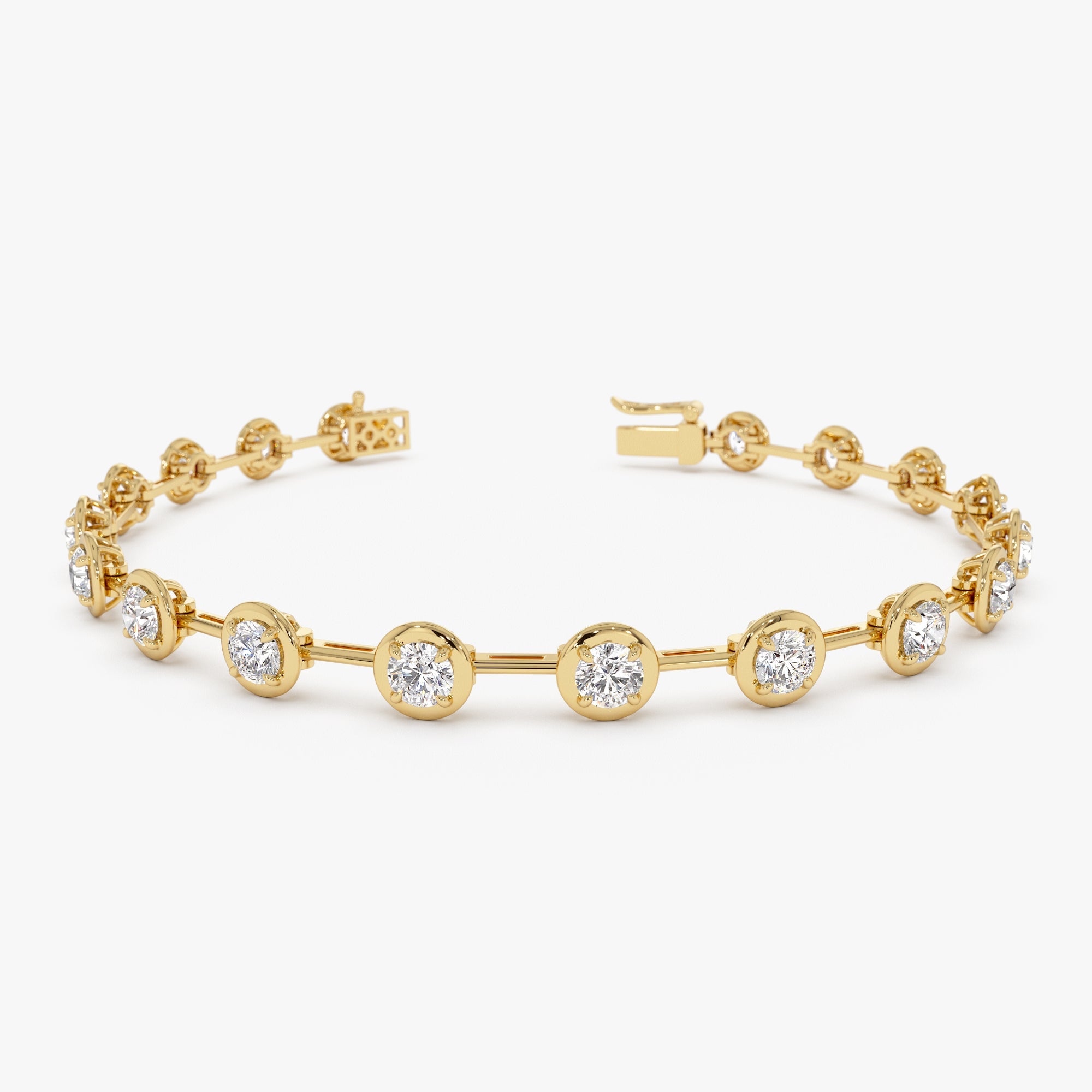 Round Lab Grown Diamond Bar Link Bracelet