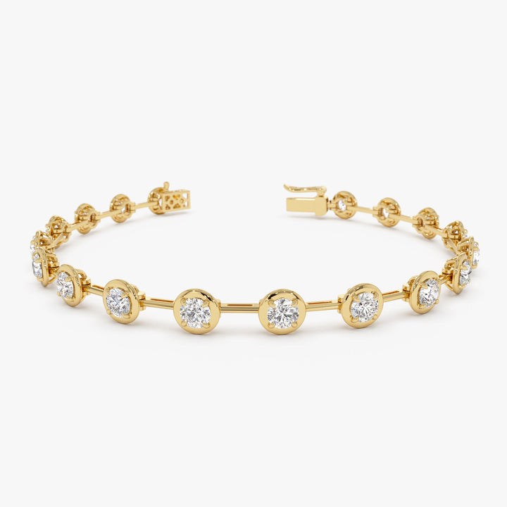 Round Lab Grown Diamond Bar Link Bracelet