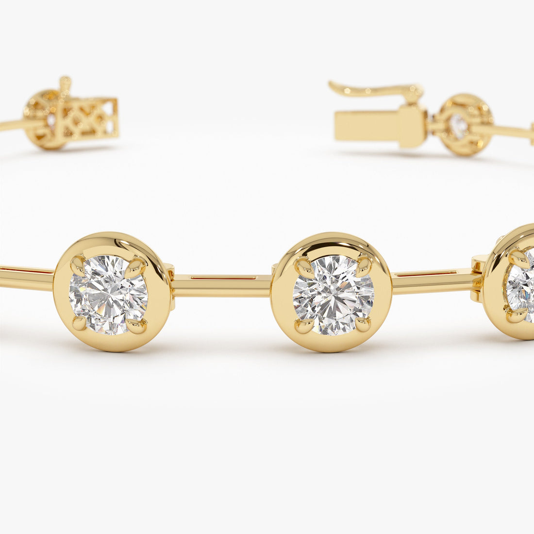 Round Lab Grown Diamond Bar Link Bracelet