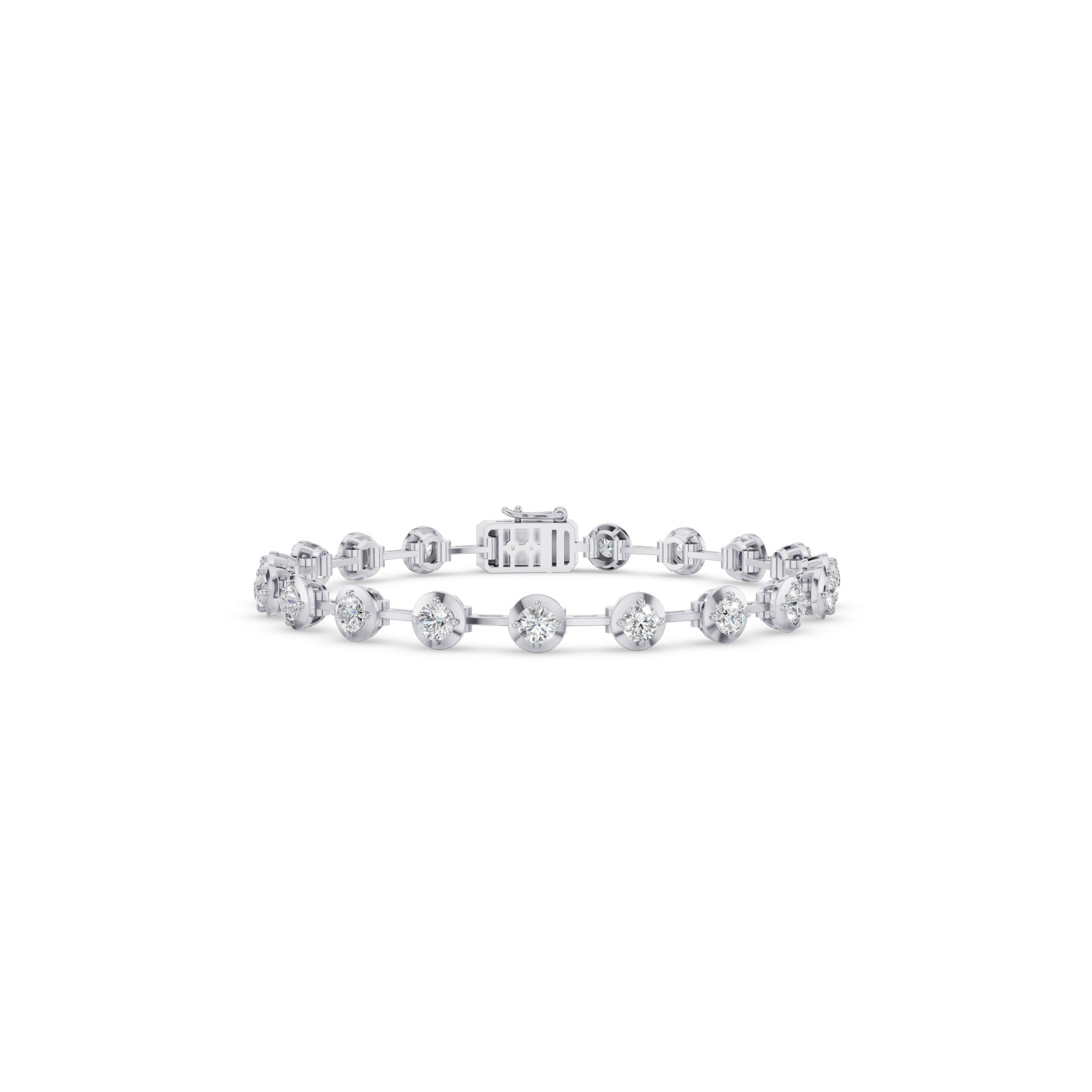 Round Lab Grown Diamond Bar Link Bracelet