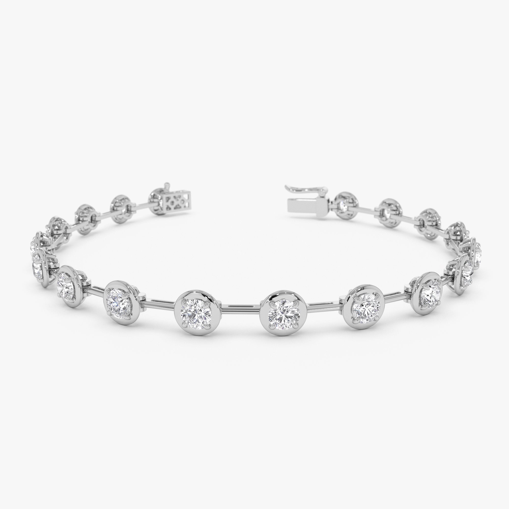 Round Lab Grown Diamond Bar Link Bracelet