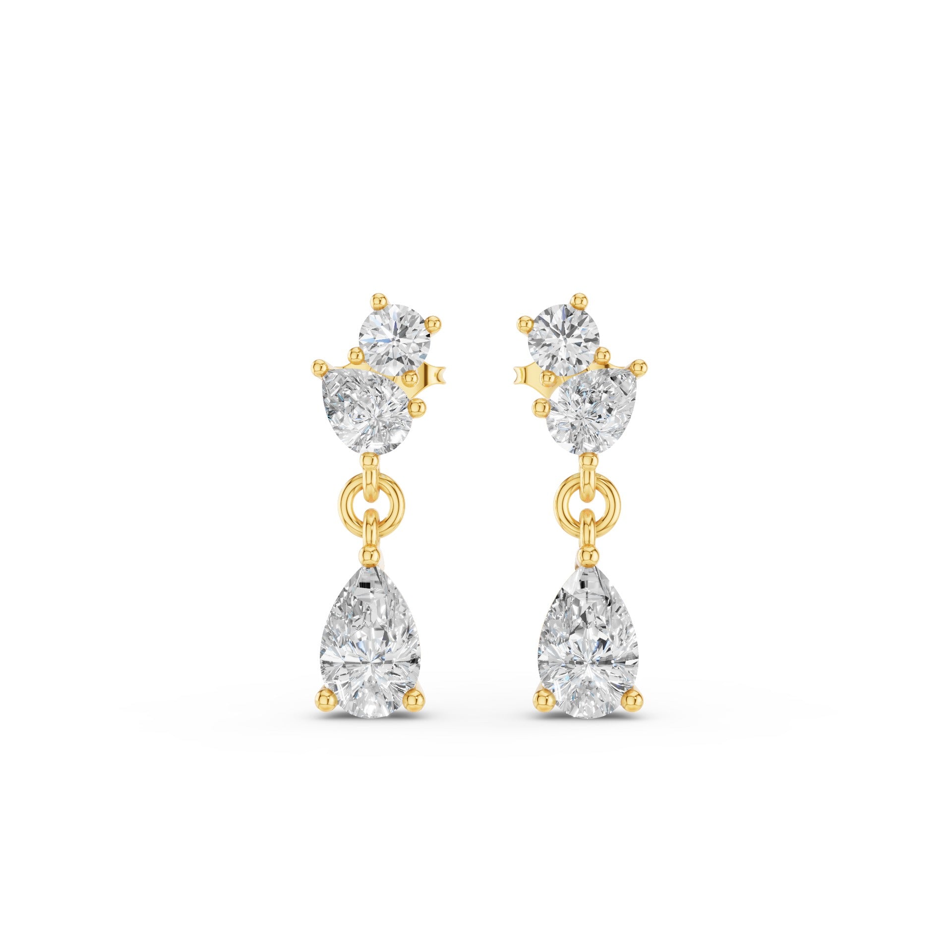 Round Pear Petite Dangling Lab Diamond Earrings