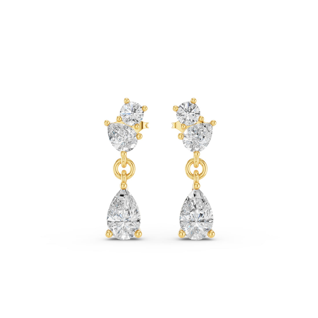 Round Pear Petite Dangling Lab Diamond Earrings