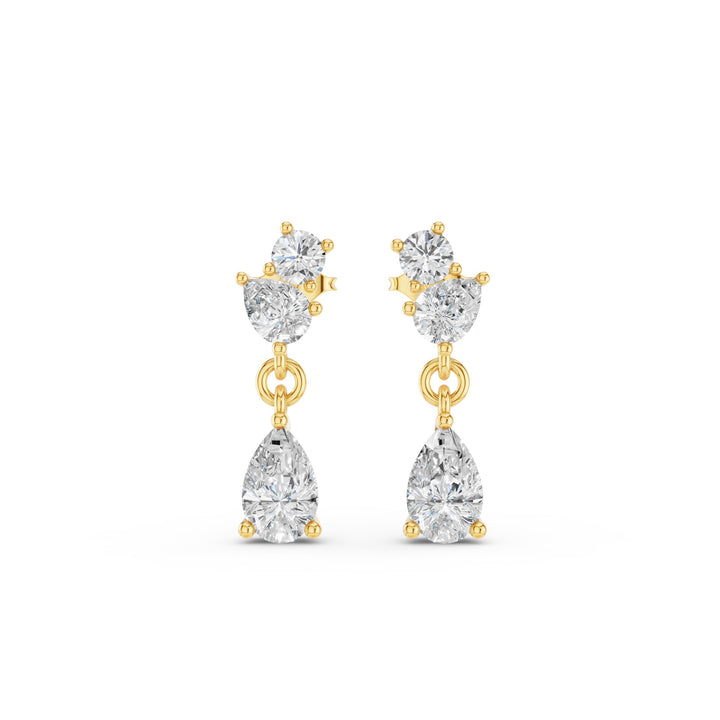 Round Pear Petite Dangling Lab Diamond Earrings