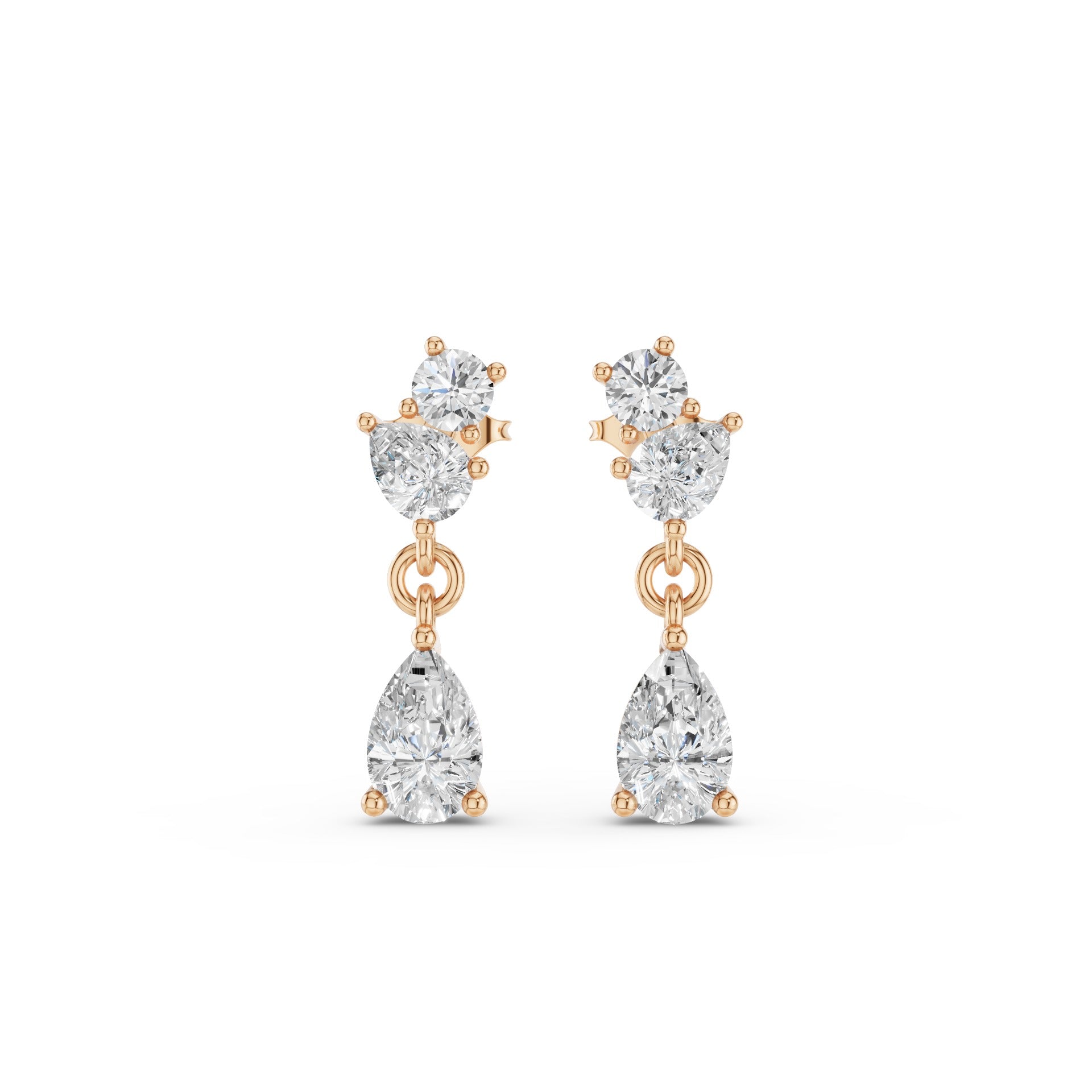 Round Pear Petite Dangling Lab Diamond Earrings