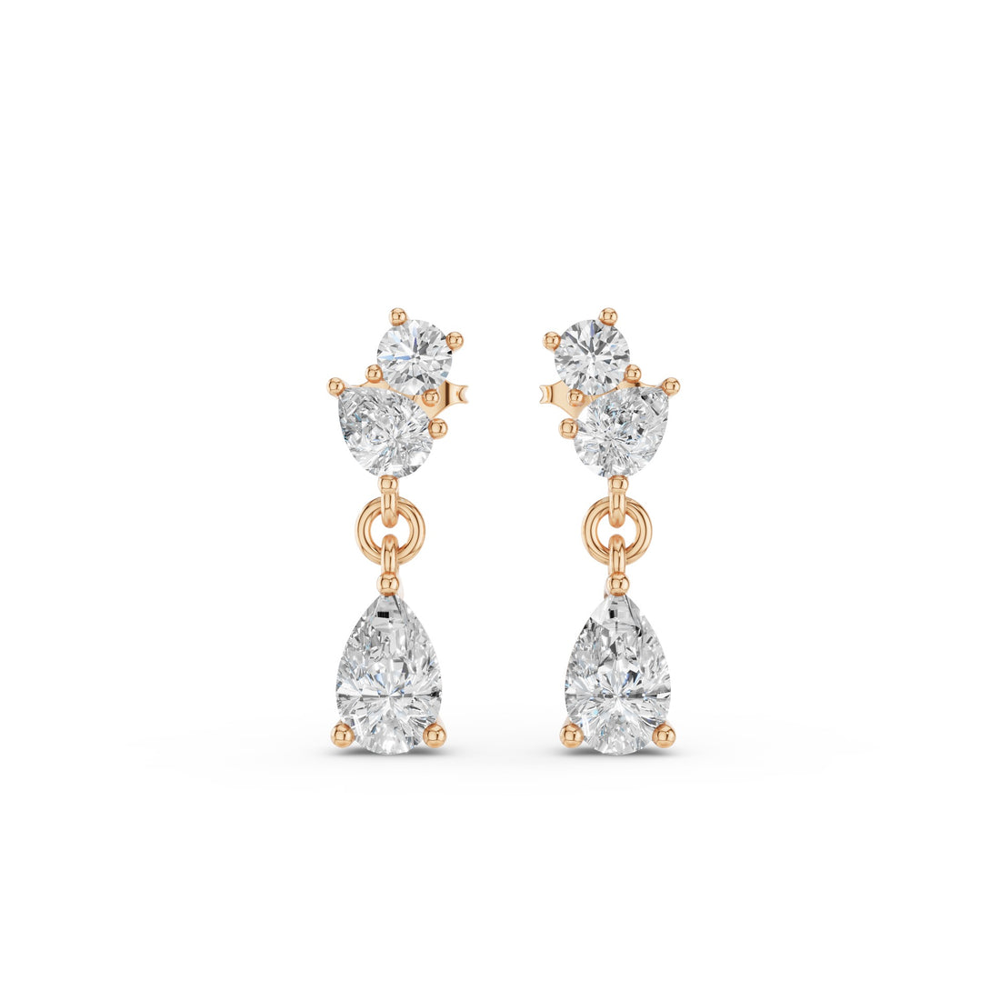 Round Pear Petite Dangling Lab Diamond Earrings