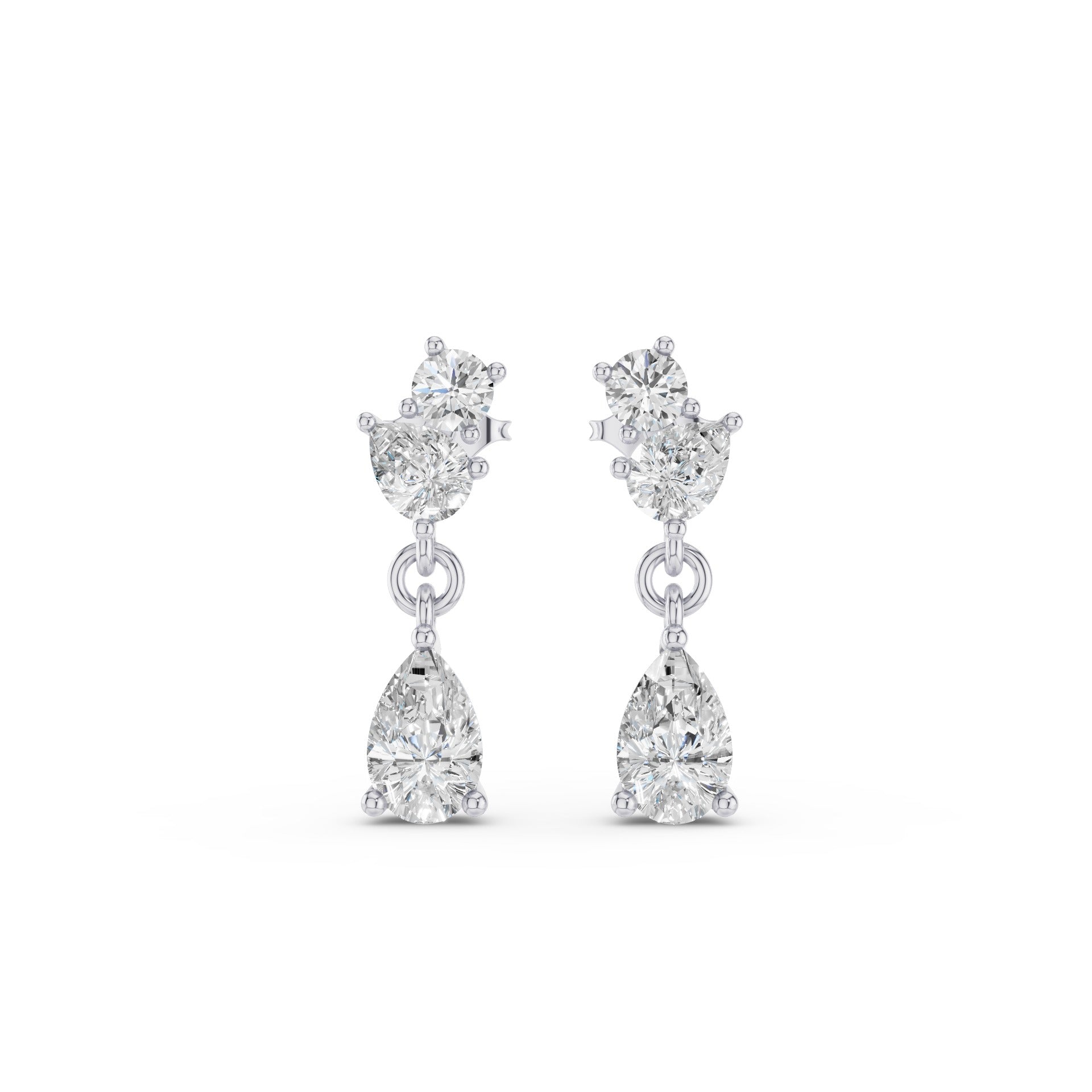 Round Pear Petite Dangling Lab Diamond Earrings