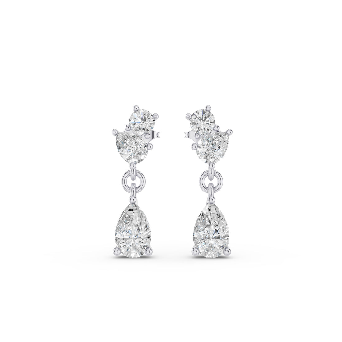 Round Pear Petite Dangling Lab Diamond Earrings