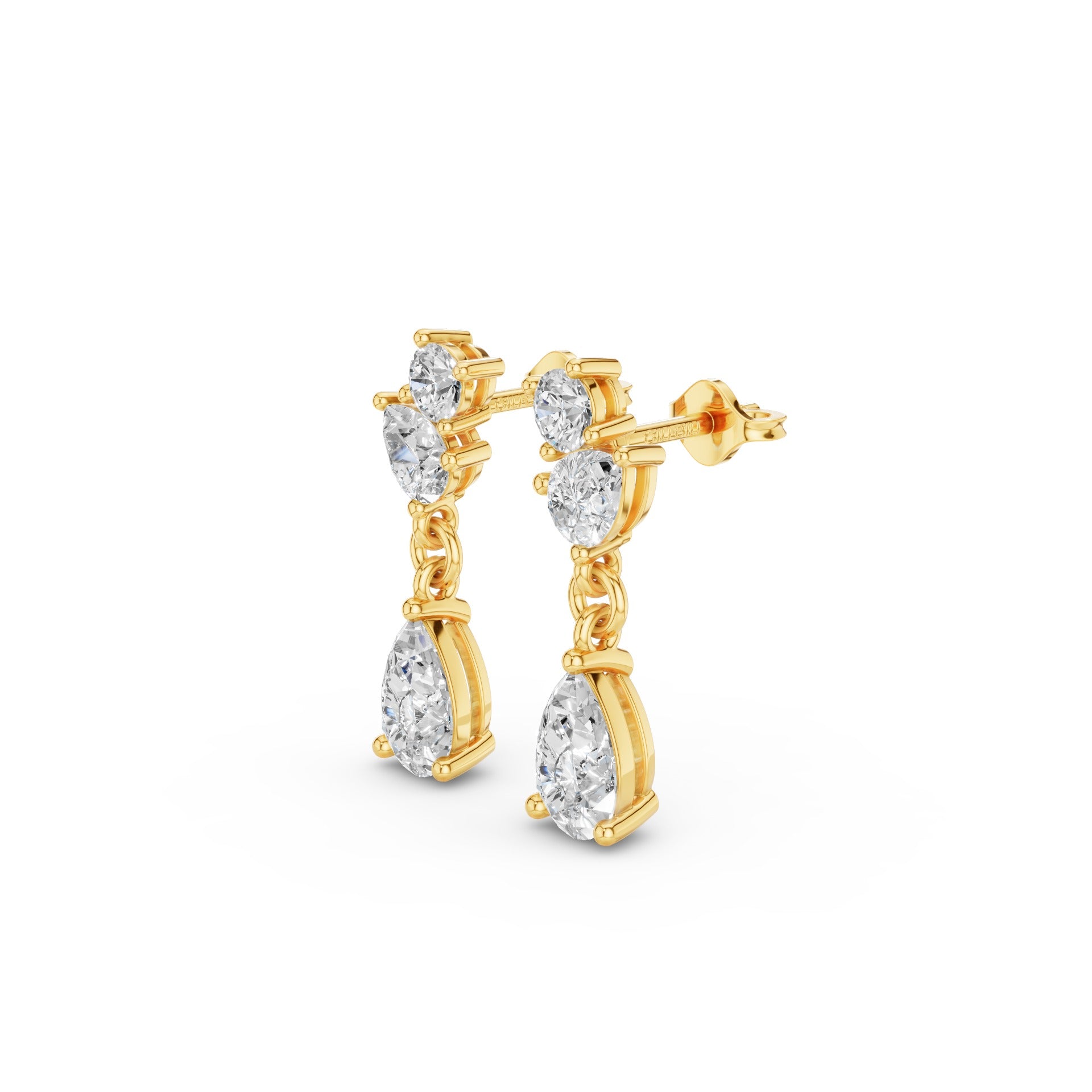 Round Pear Petite Dangling Lab Diamond Earrings
